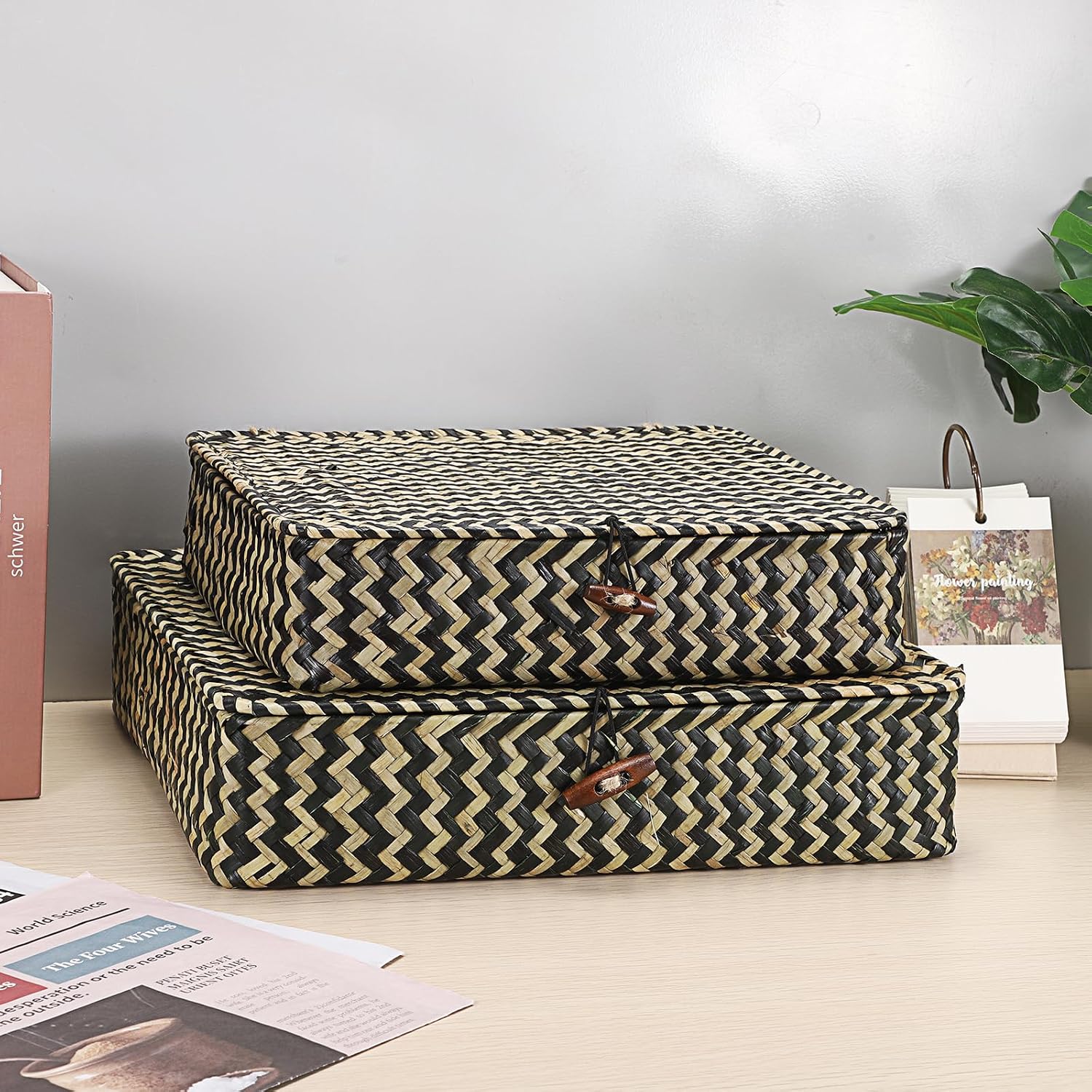 Woven Storage Basket / Small+large / Black