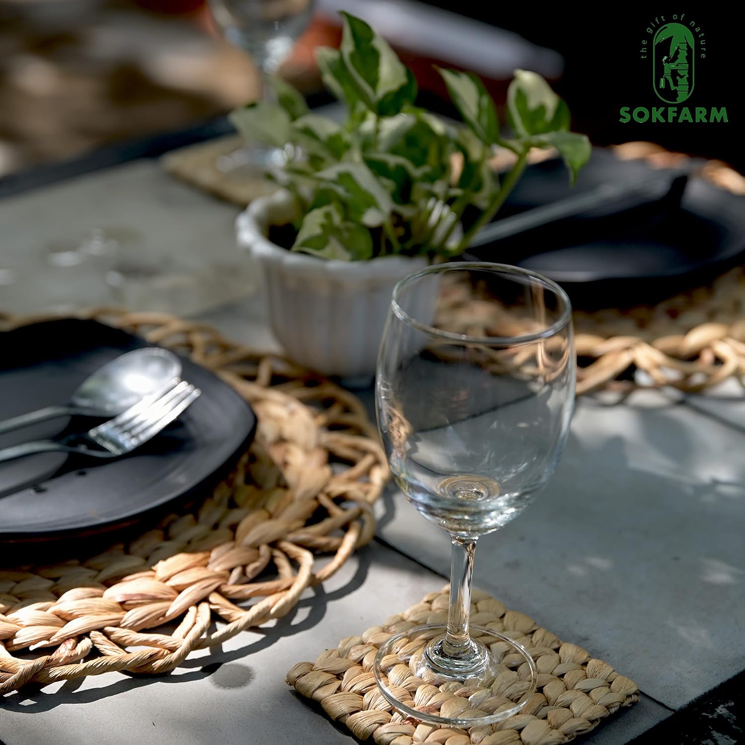 Round Woven Placemats Set of 8, Water Hyacinth Rattan Placemats for Round Table, Plate Chargers for Dinner Plates