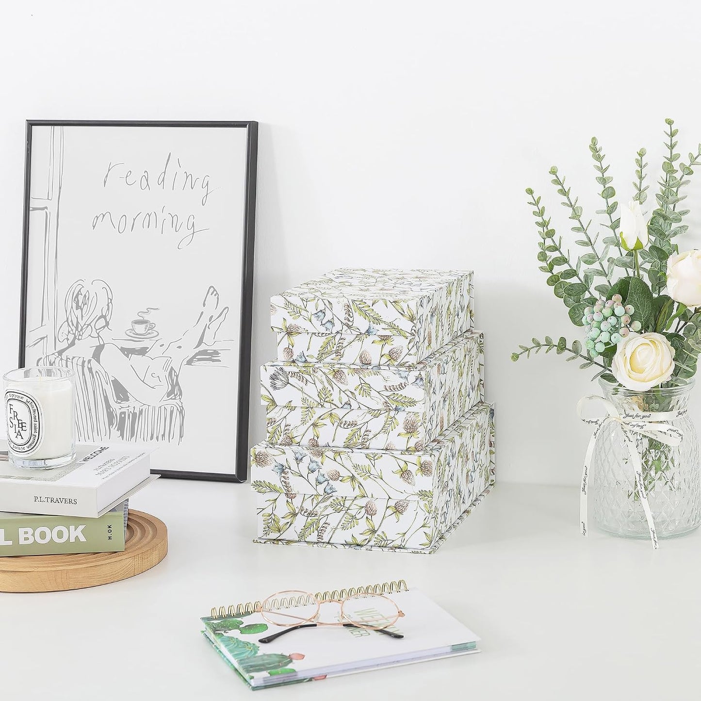 Floral Pattern Keepsake Boxes / Wild Garden / Set of 3