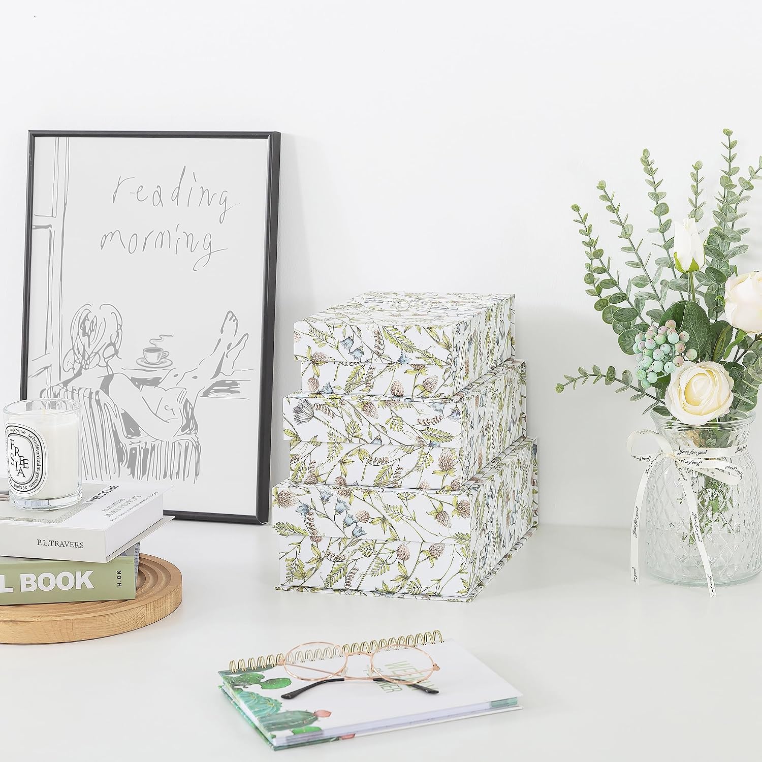 Floral Pattern Keepsake Boxes / Wild Garden / Set of 3