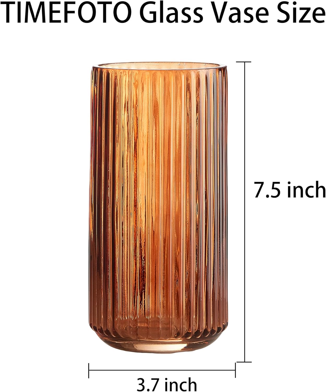 Flower Vase Amber Thickened Hand Blow Glass Vase Round Vintage Striped / Glass Amber / 7.5 Inch