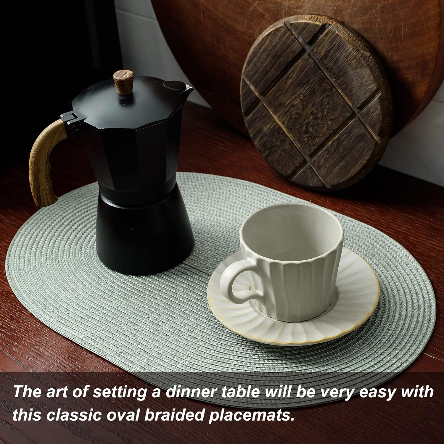 AHHFSMEI Placemats Set of 8 for Dining Table Washable Woven Non-Slip 18x12 inches Placemat Heat-Resistant Durable Table