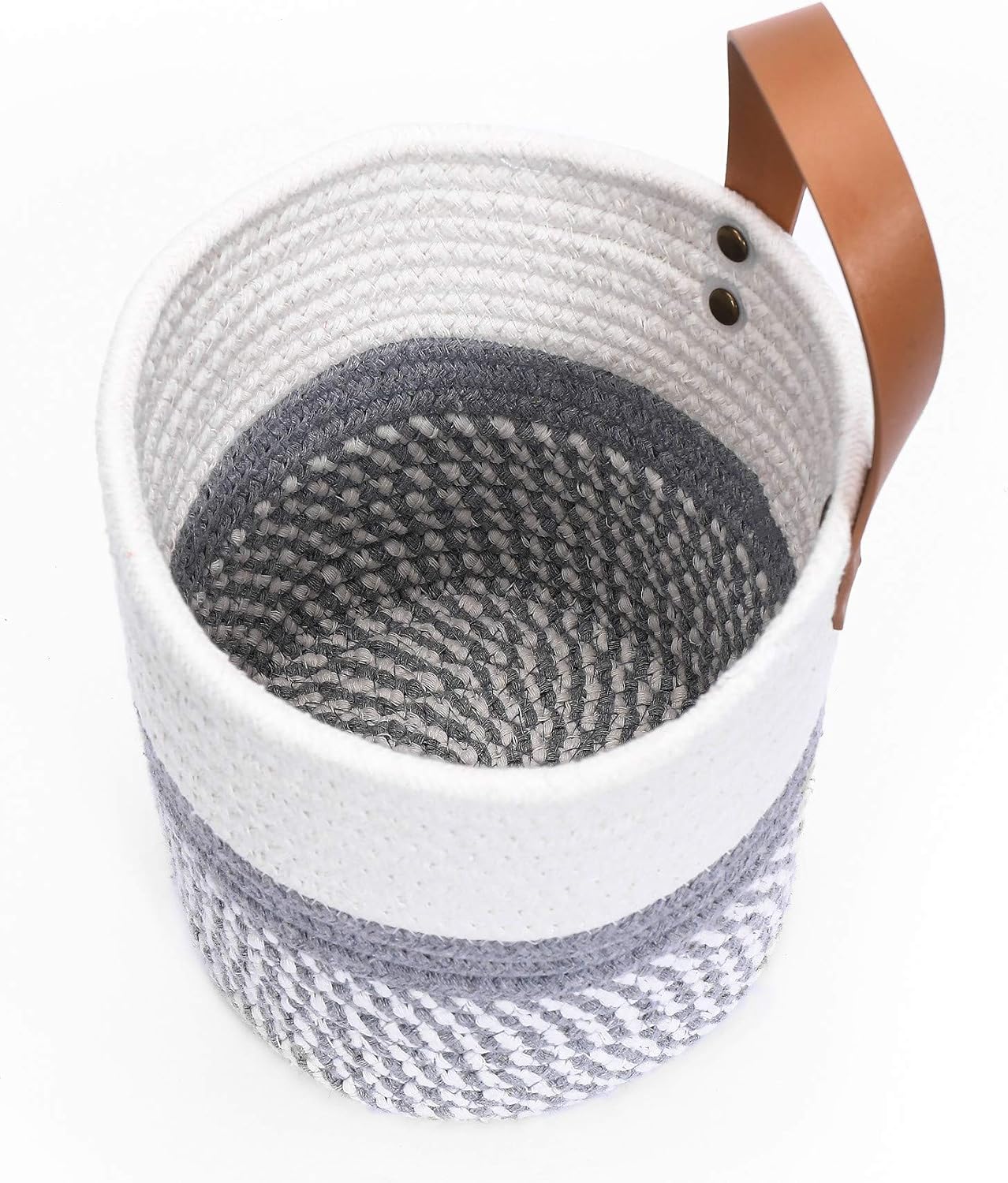 Small Woven Hanging Baskets for Organizing / White & Grey
