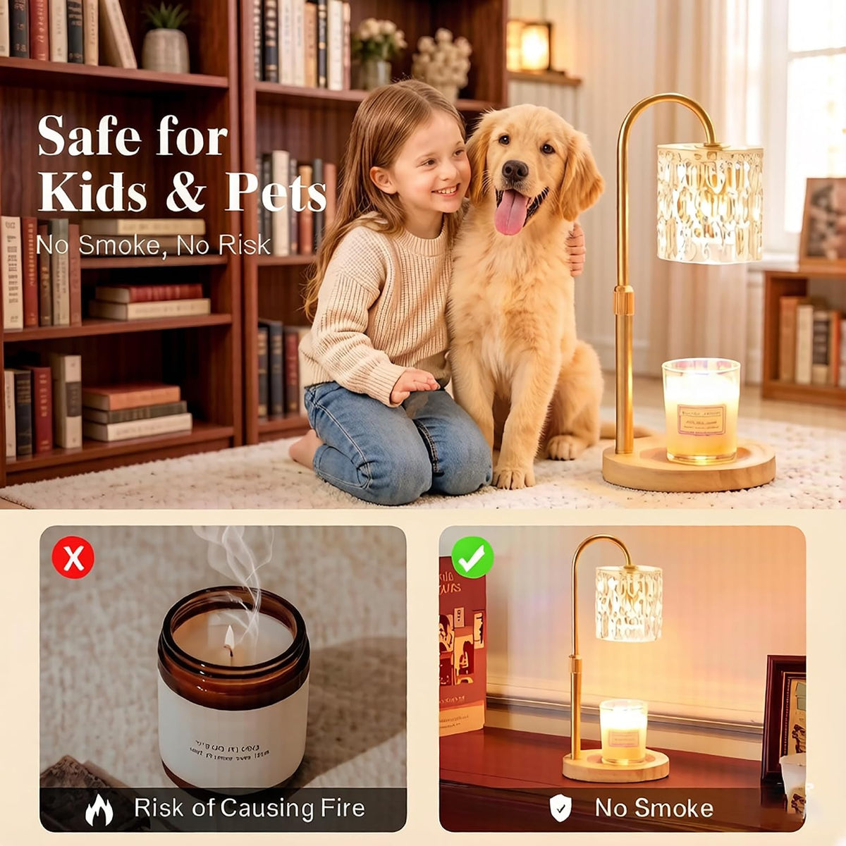 Dreamholder Electric Candle Warmer Lamp with Timer, Dimmable Candle Lamp with Adjustable Height, Wax Melter for Jar