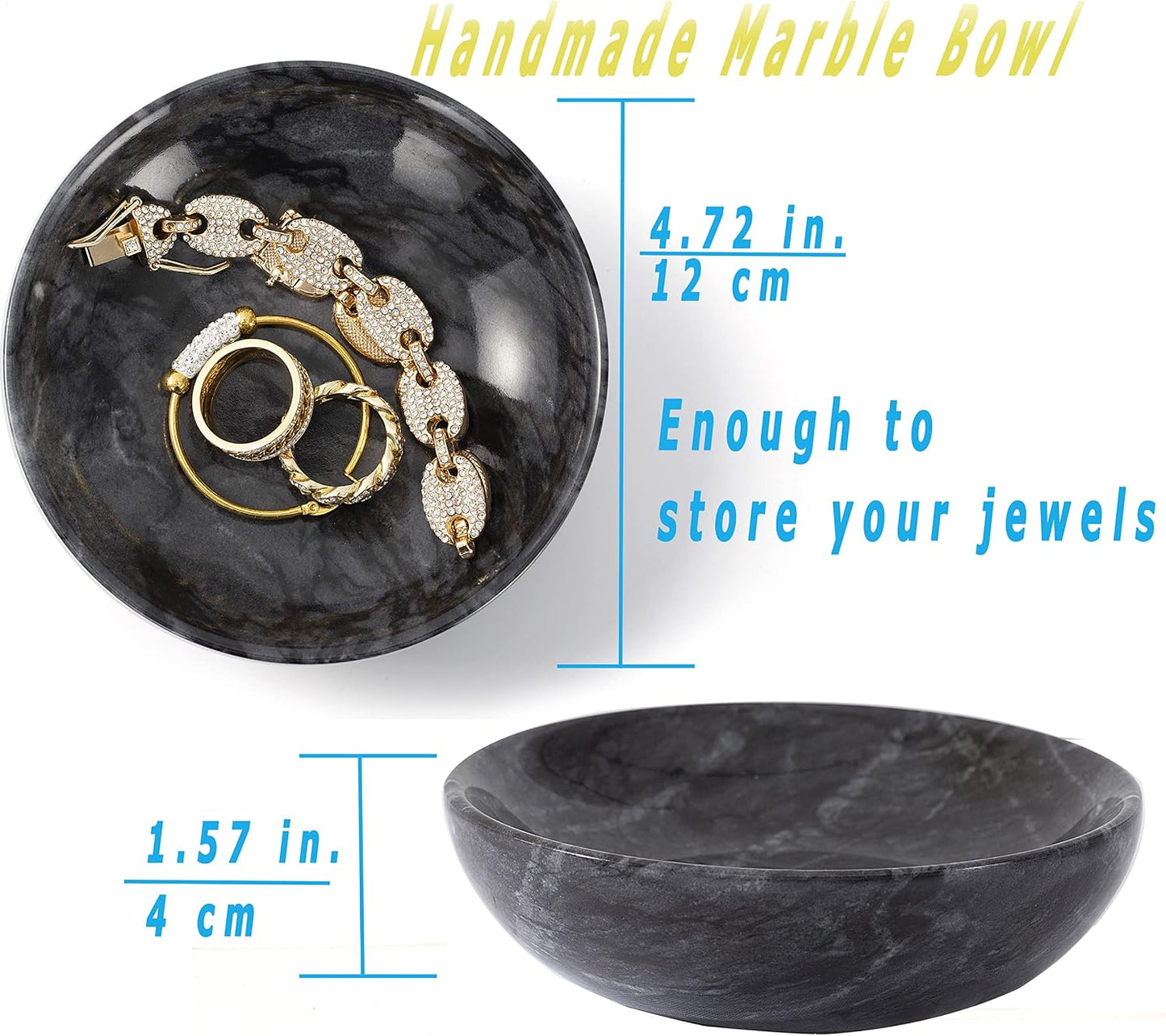 Rings Holder / Marble Jewelry Dish / Black