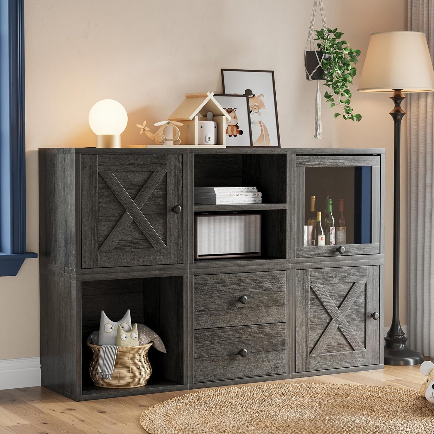 Magic DIY Cube Storage Organizer Stackable Cubes / French Oak / 1 Layer Cube