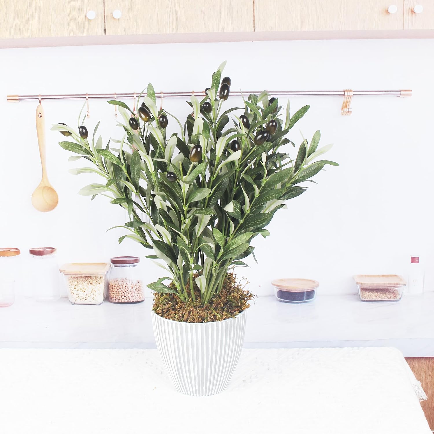 Artificial Olive Plants Fake Olive Silk Tree Faux Olive Plants / 18.8 Inch / Set of 5