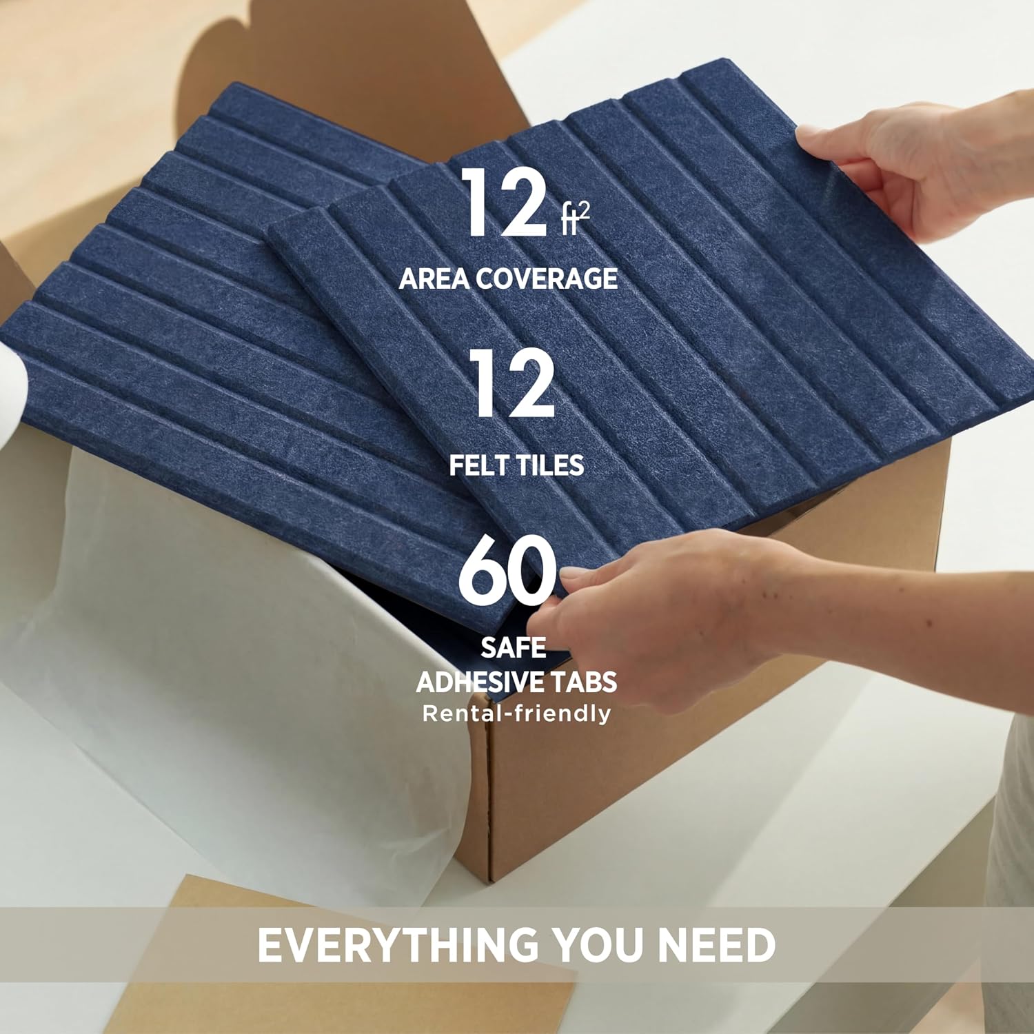 Felt Bulletin Board Tiles 48"x36" - 12-Pack Cork Board Alternative, OEKO-TEX Certified, NRC 0.95 Acoustic Felt Wall