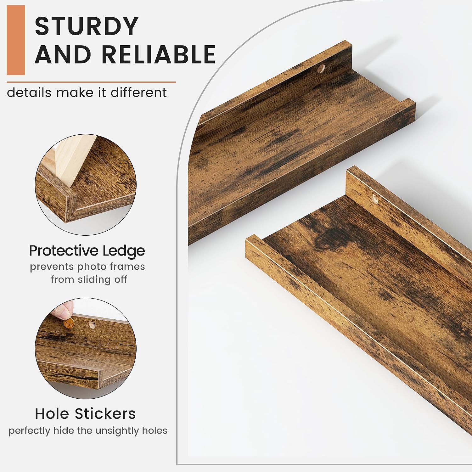 Floating Picture Ledge Shelves for Wall Set of 4, 36 Inch Wall Shelves with Lip Long Large Nursery Book Shelf for Toys