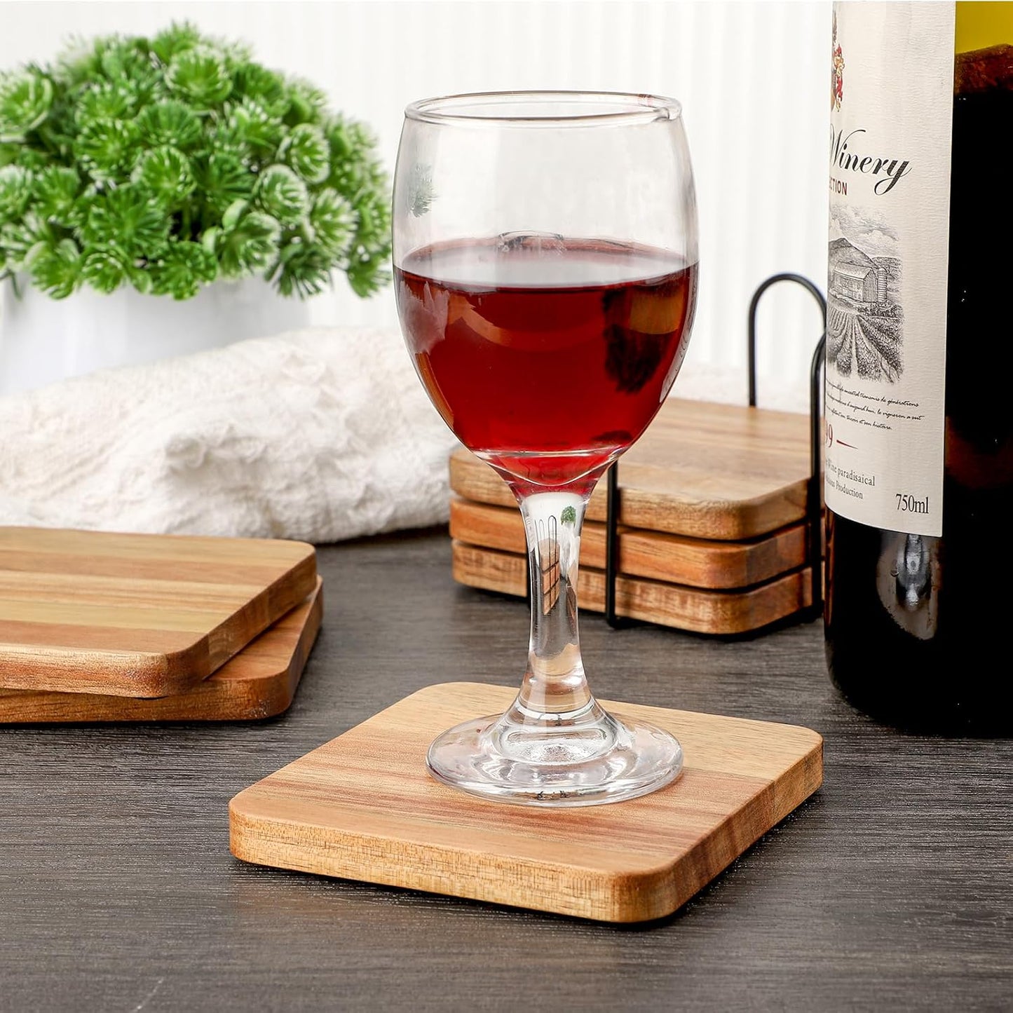 Holder / Wooden Coaster for Coffee / French / Set of 6