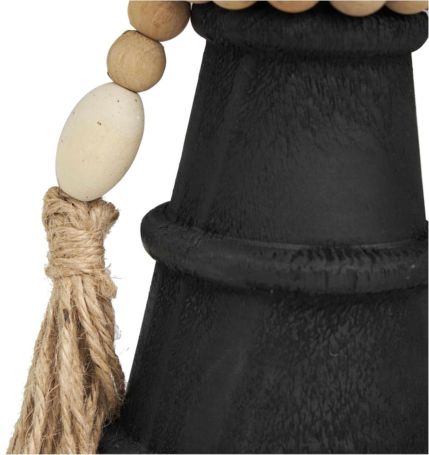 Deco 79 Wood Handmade Decorative Candle Holder Textured Matte Candle Stand with Beaded Garland Accent, Set of 2