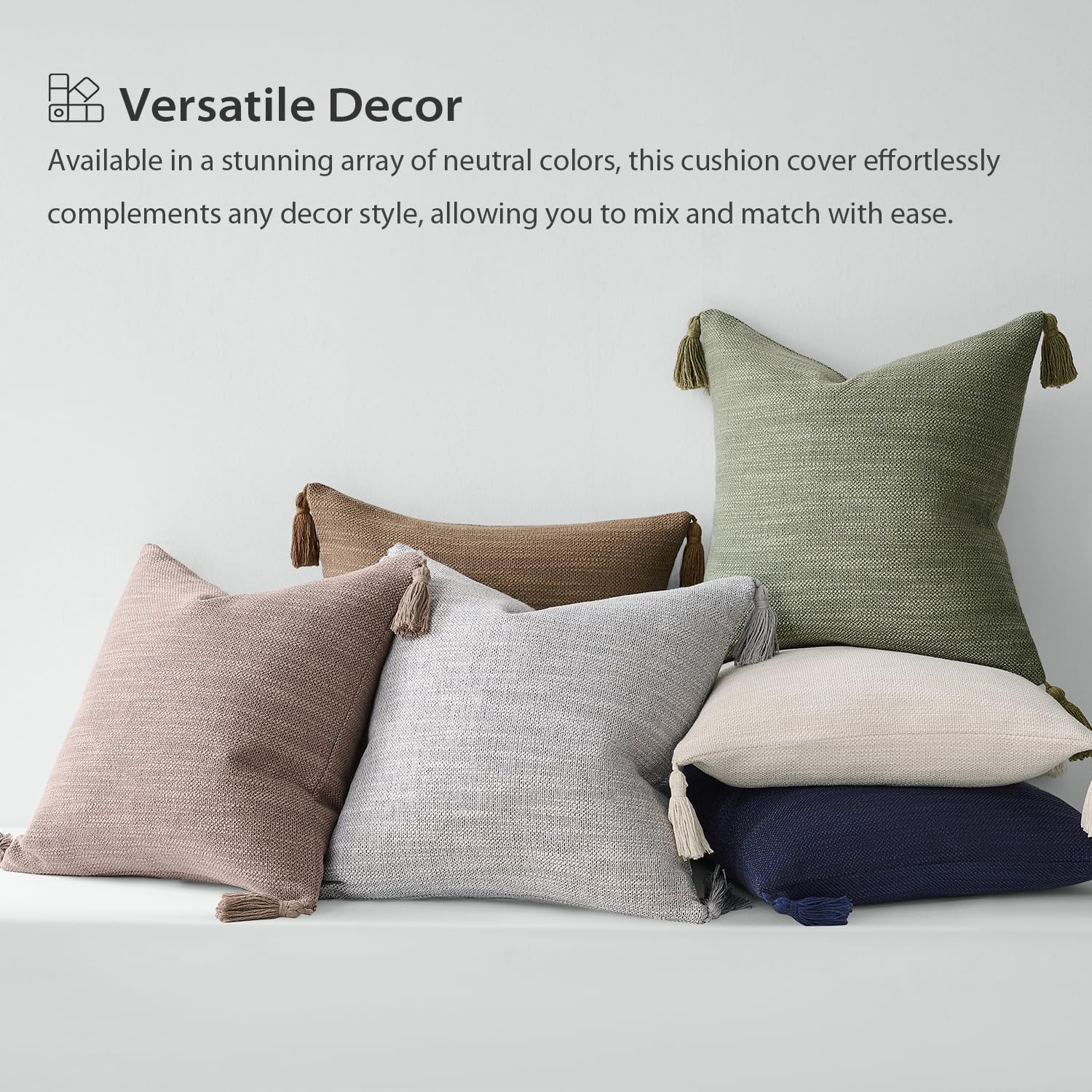 Linen Look Decorative Throw Cushion Covers / Dark Sage / 18 x 18 / Set of 2