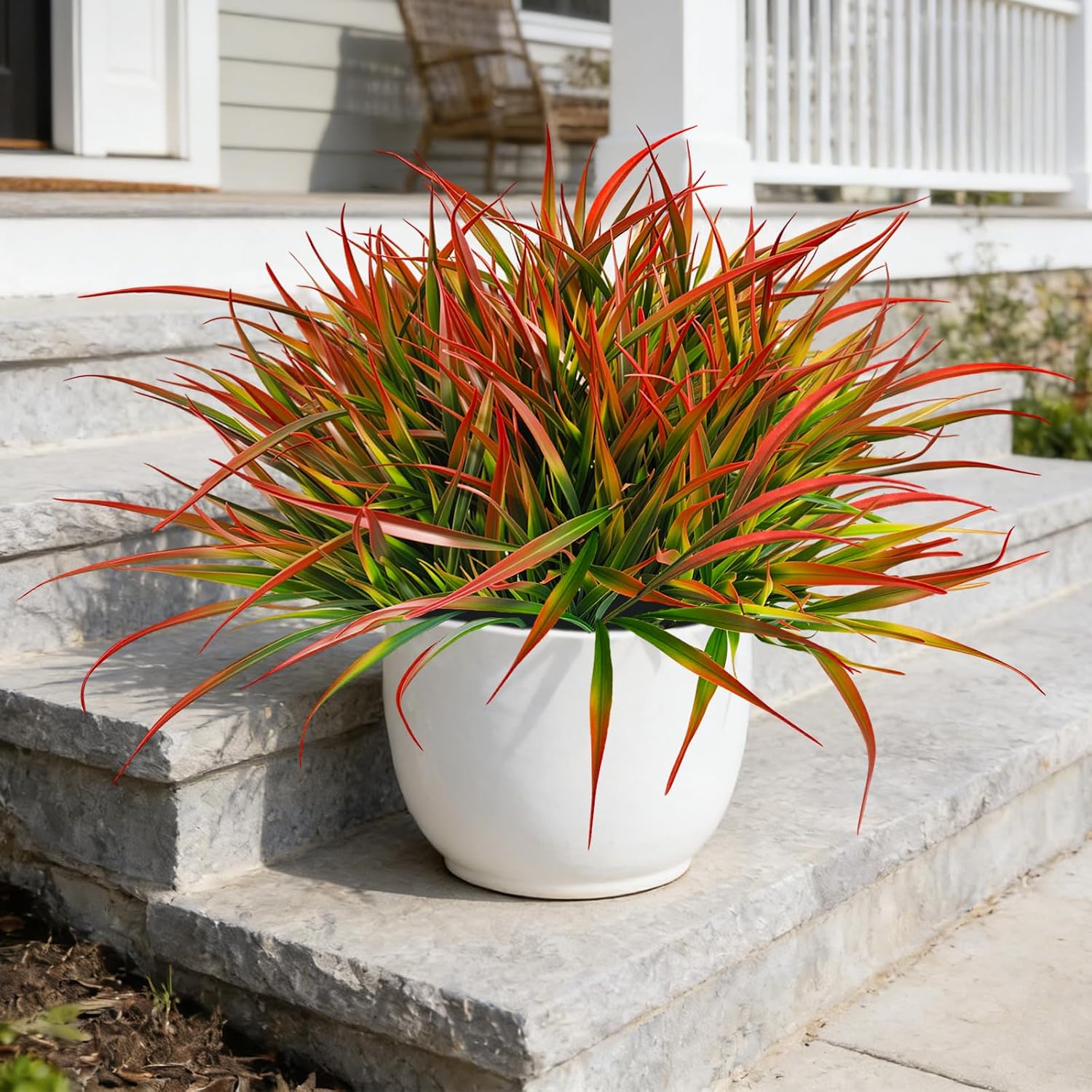 Artificial Plants Outdoor Fake Grass UV Resistant Faux Outdoor Plant / Red / Set of 20