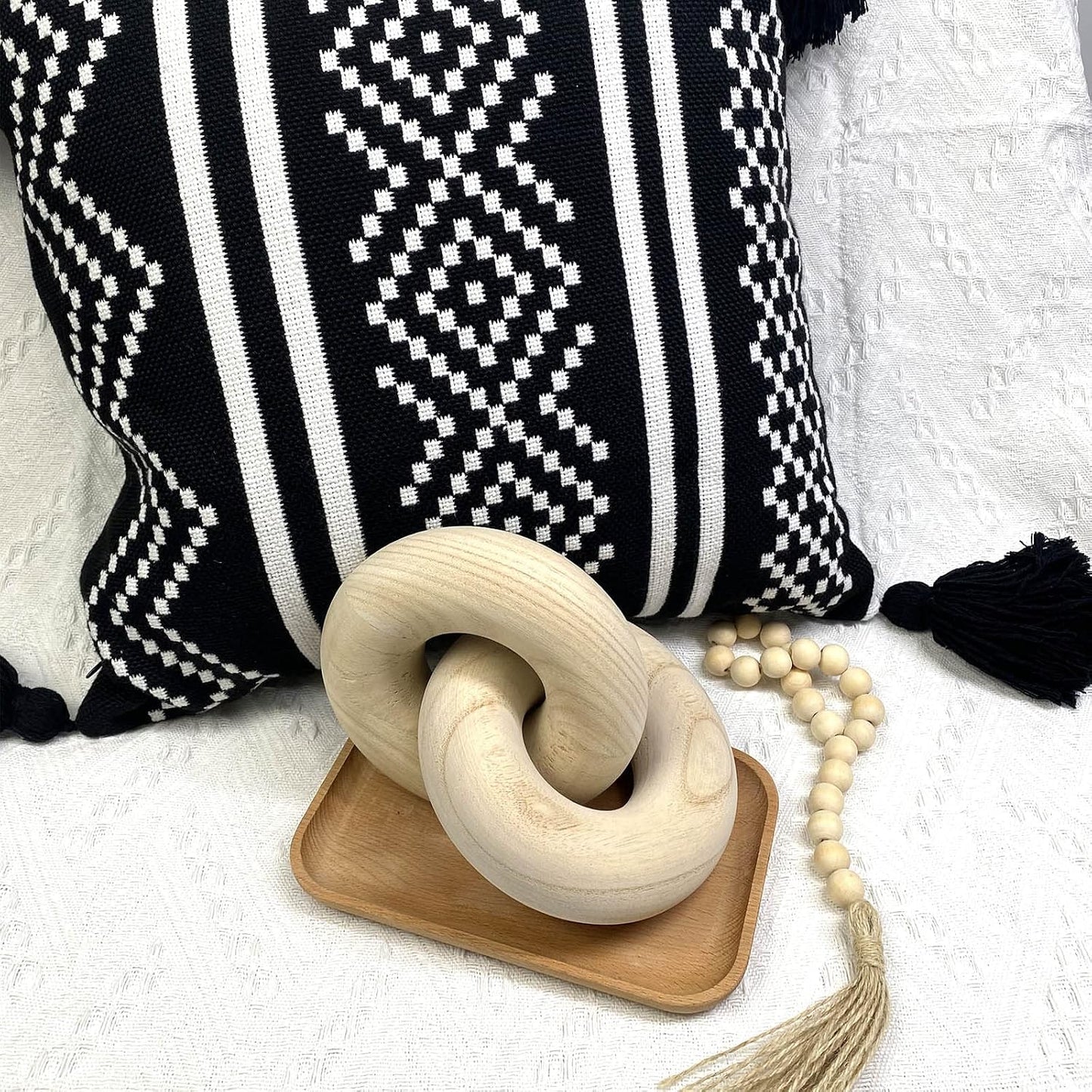 Hand Carved Boho Bead / Wood Color
