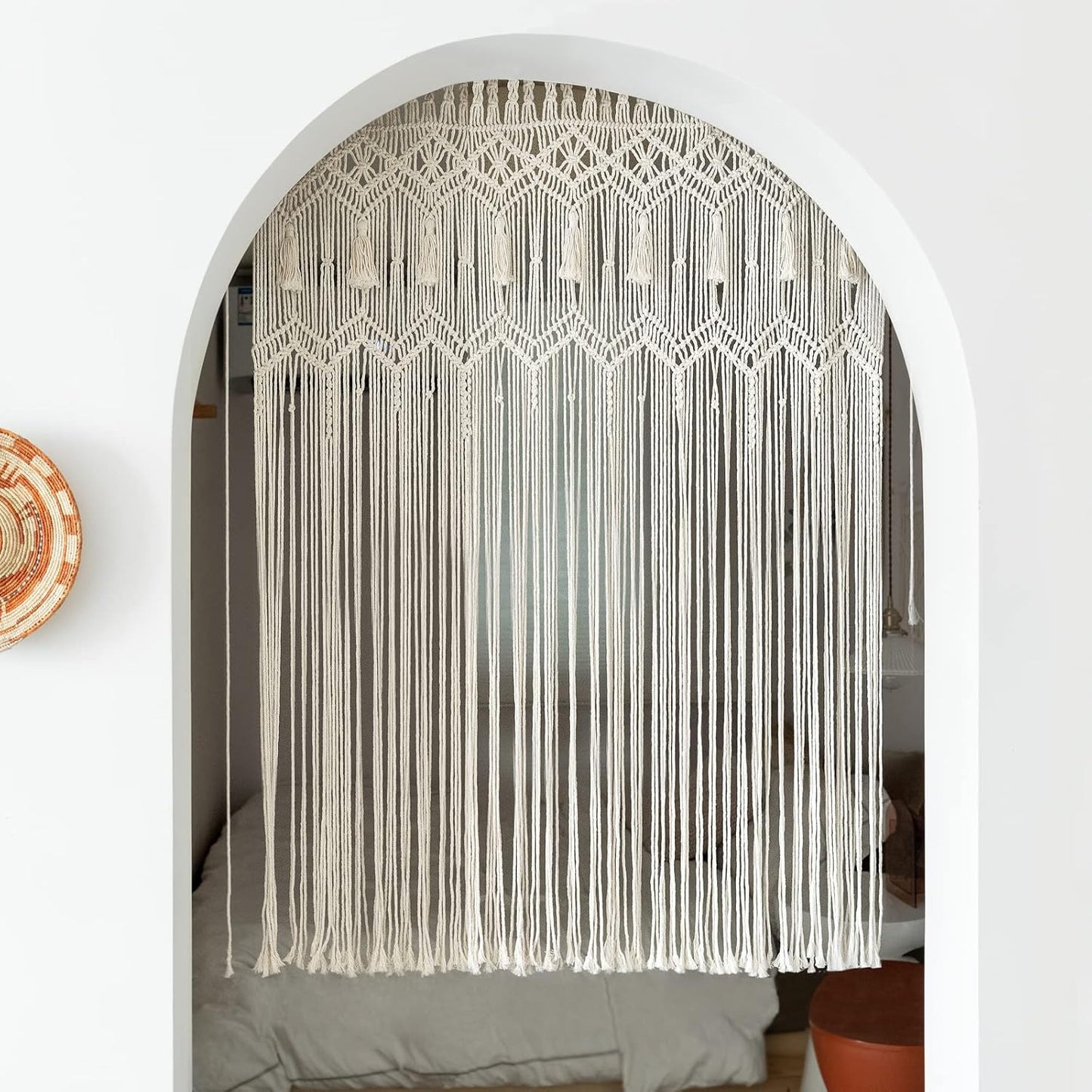 Macrame Curtain Large Boho Woven Wall Hanging Window Curtains Handmade Bohemian / 42"W x 62.9"L