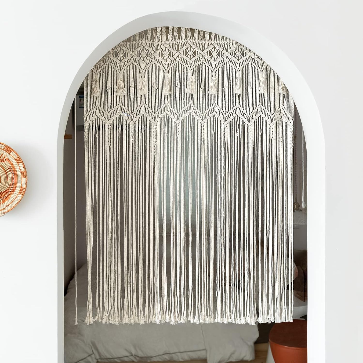 Macrame Curtain Large Boho Woven Wall Hanging Window Curtains Handmade Bohemian / 42"W x 62.9"L