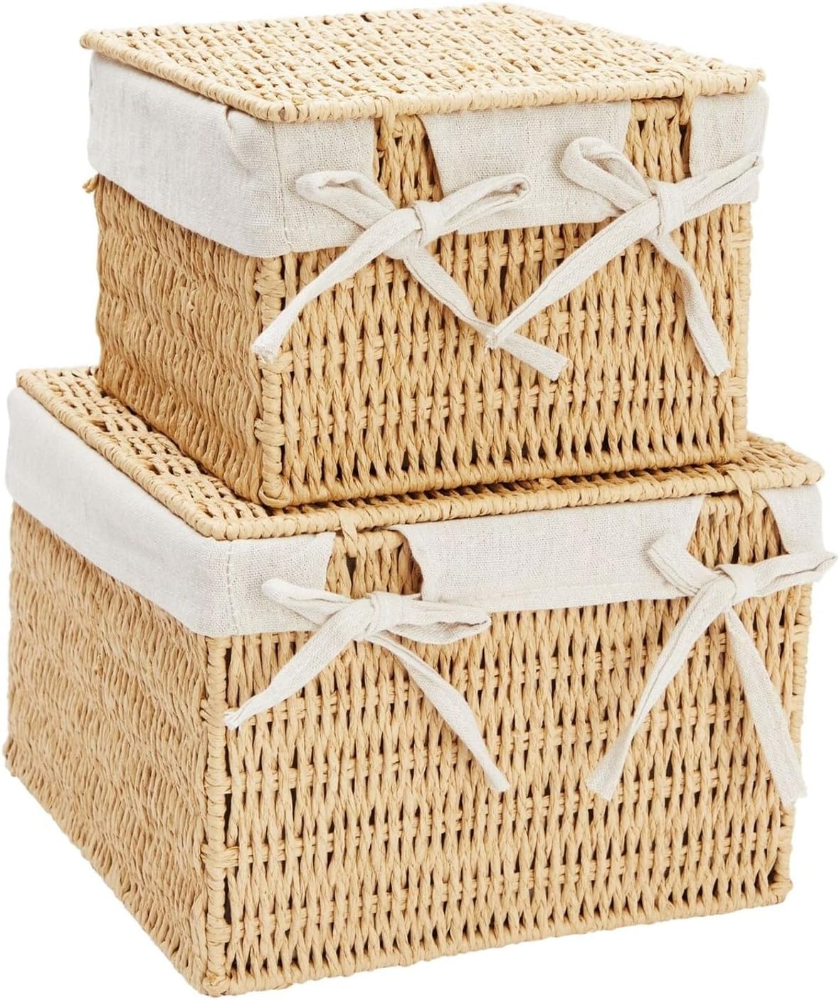 Wicker Storage Bins / Brown / 10 x 10 x 7 / Set of 2