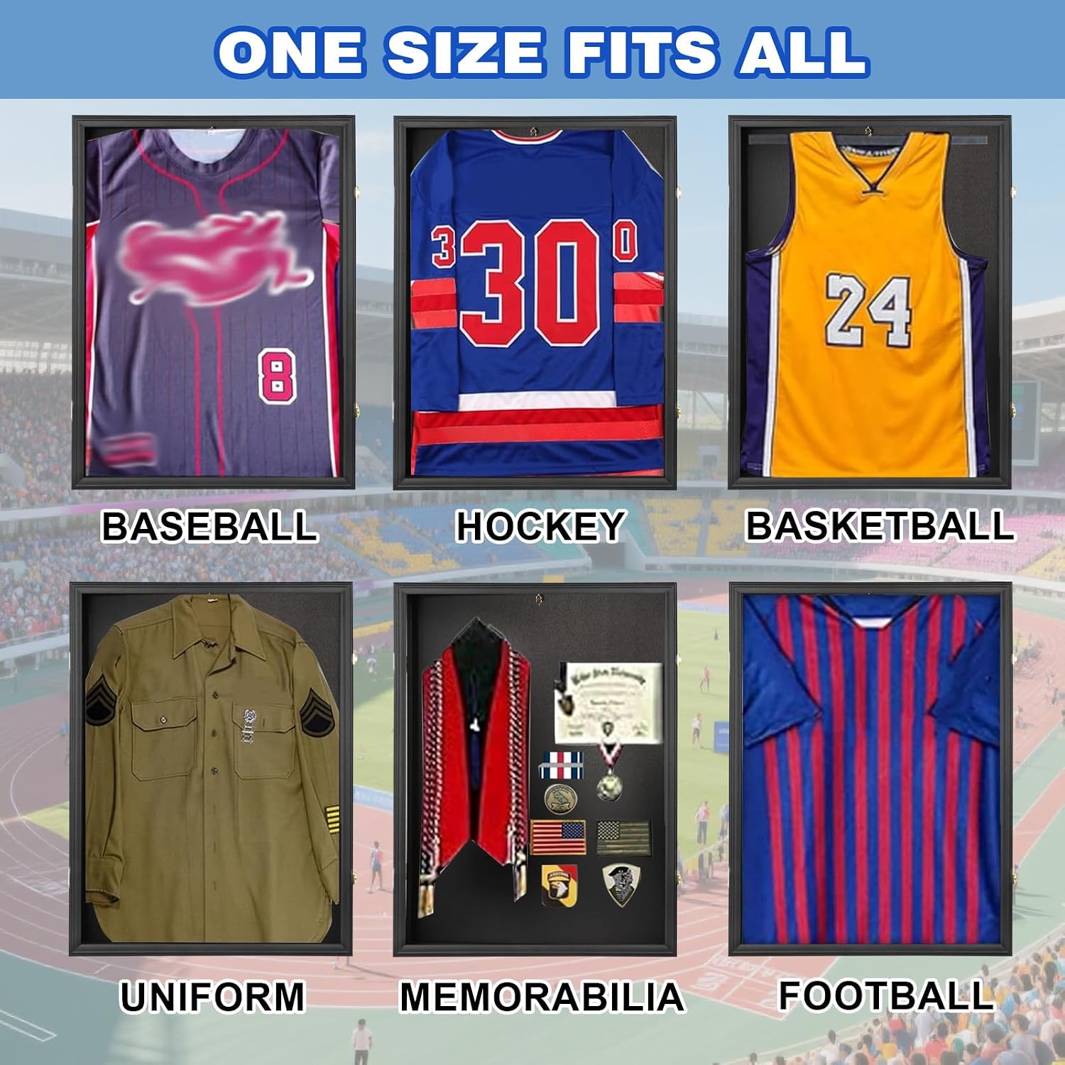2 Pack Jersey Frame Display Case - Lockable Jersey Frame Shadow Box | UV Protected Acrylic and Hanger for Baseball