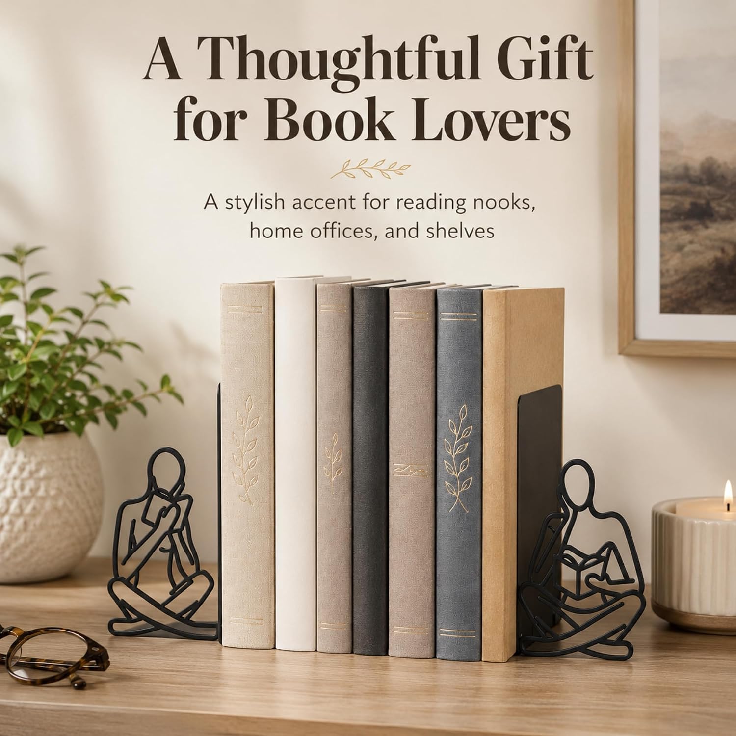 Metal Thinker Bookends Decorative Artistic Book Ends