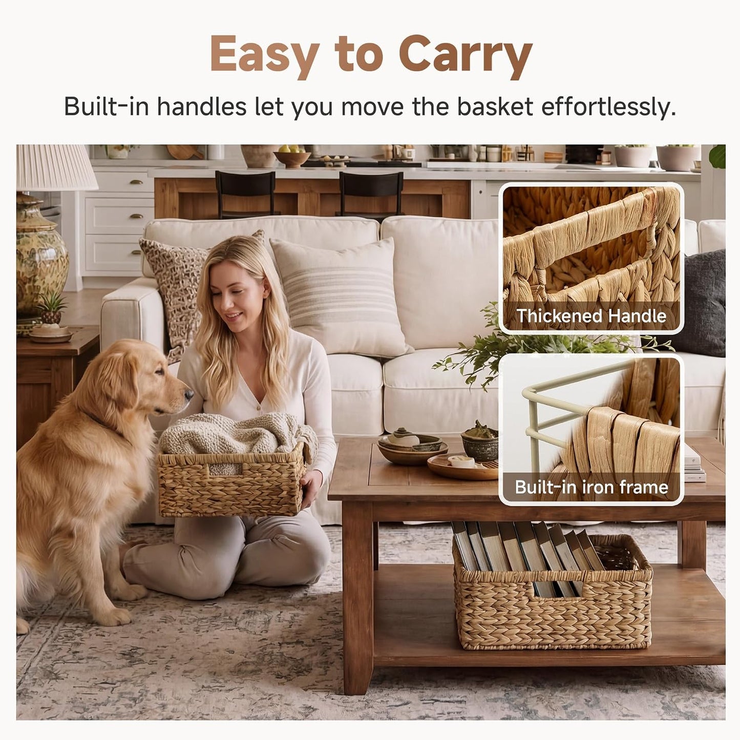 Large Rectangular Wicker Basket / Natural
