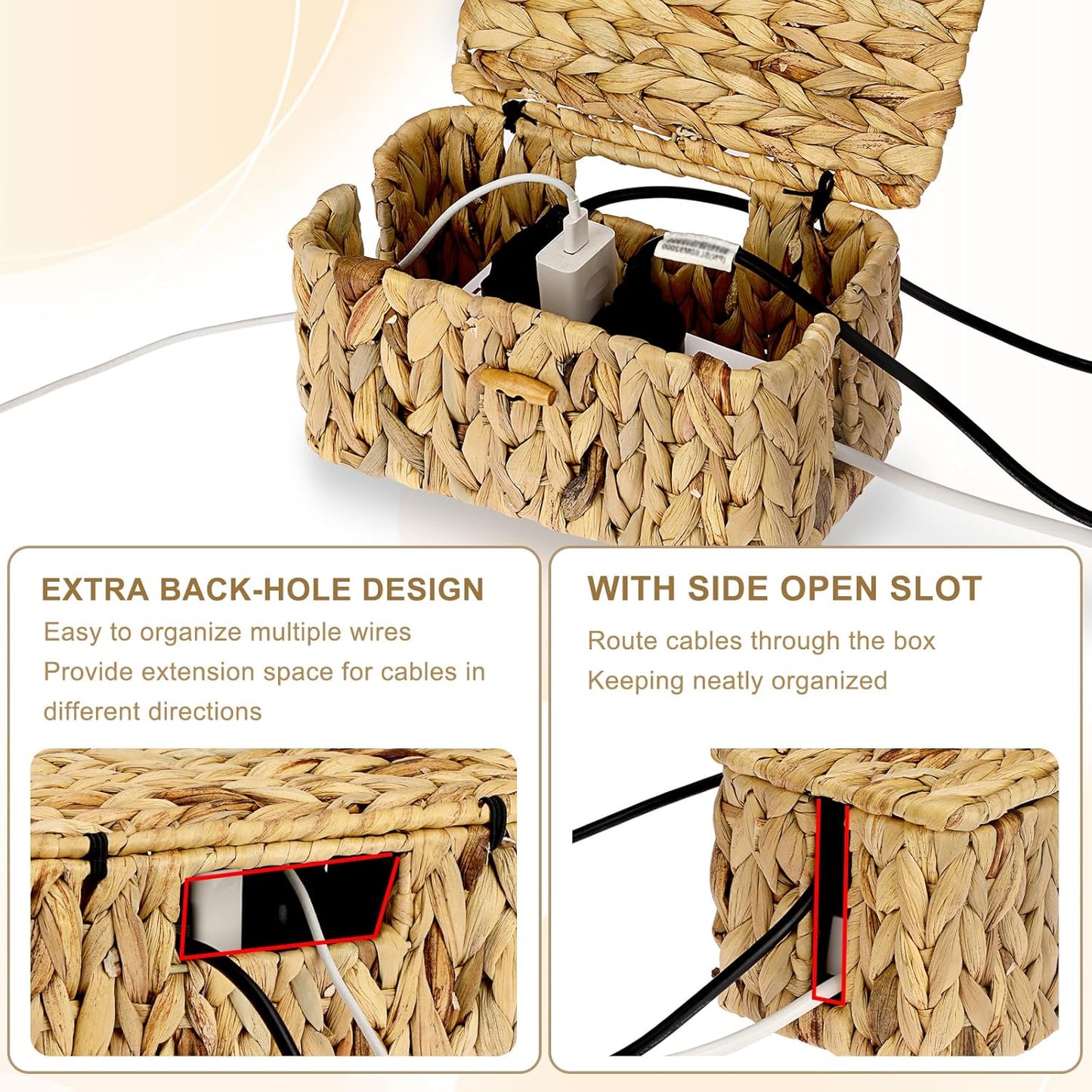 Cable Organizer Box / S / Water Hyacinth