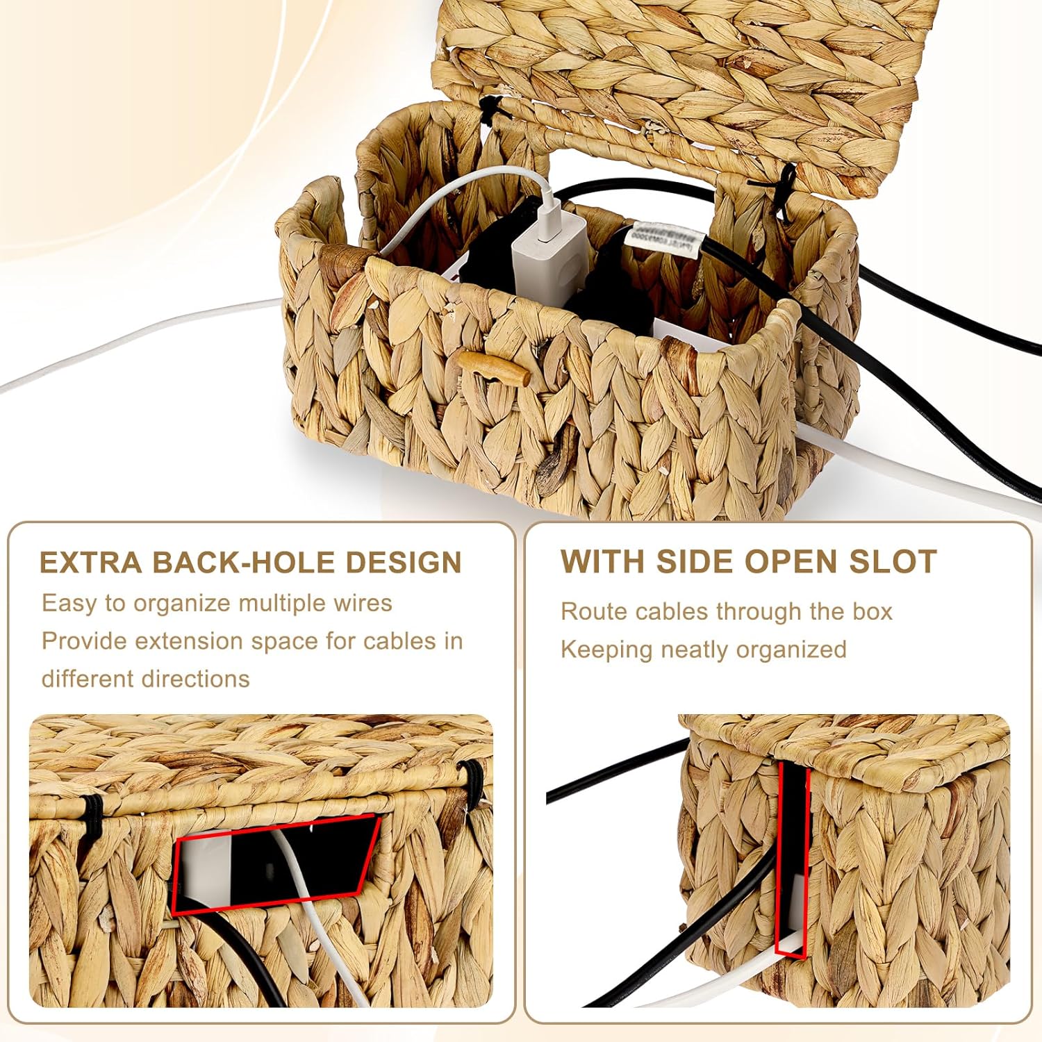 Cable Organizer Box / S / Water Hyacinth
