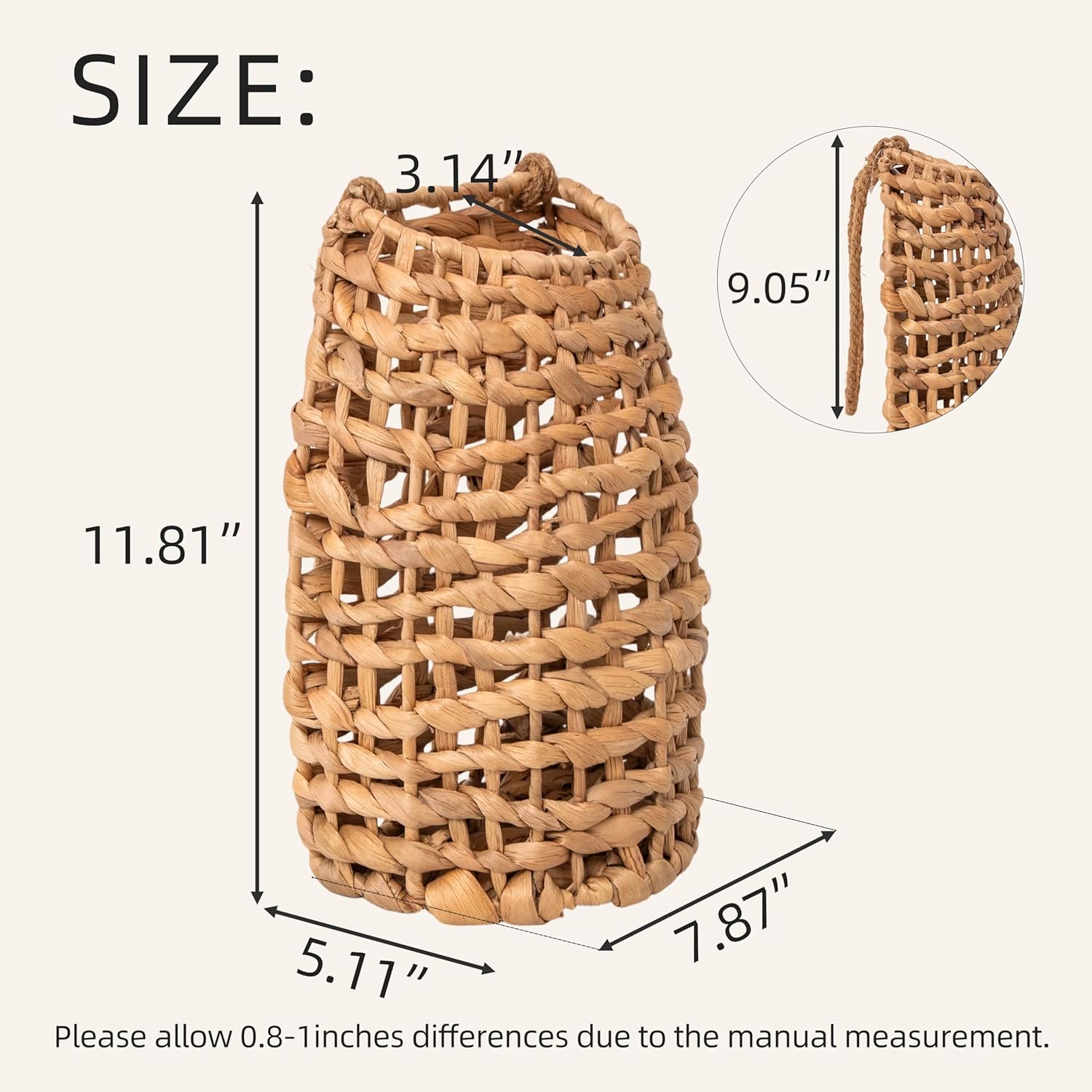 Woven Hanging Basket Door Hanging Basket Wall / Water Hyacinth