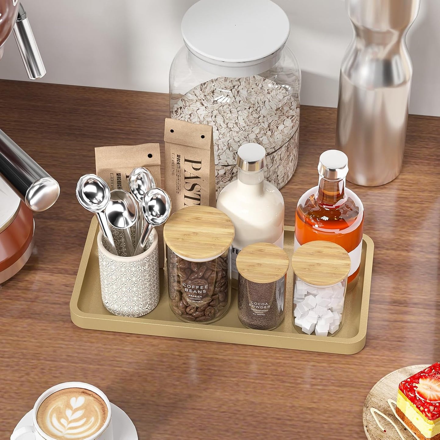 Bamboo Kitchen Tray for Soap / Gold / 11.8 x 6.1 x 0.8