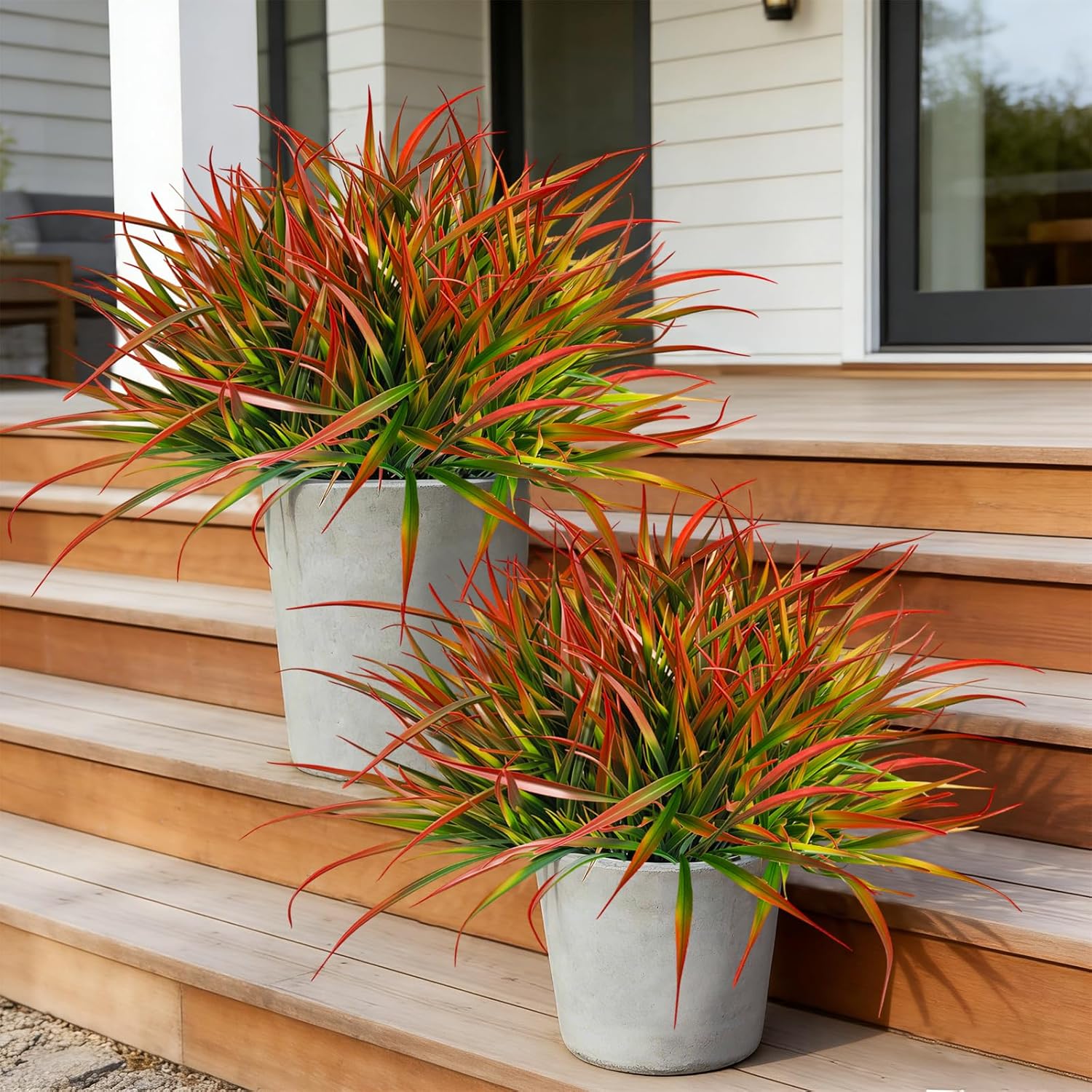 Artificial Plants Outdoor Fake Grass UV Resistant Faux Outdoor Plant / Red / Set of 20