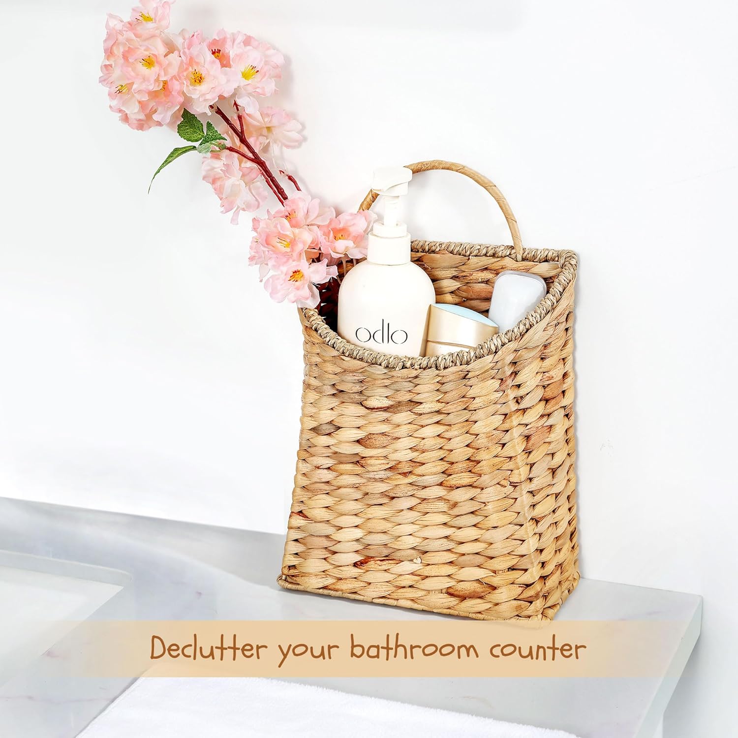 Water Hyacinth Hanging Woven Basket / 13 x 8.5