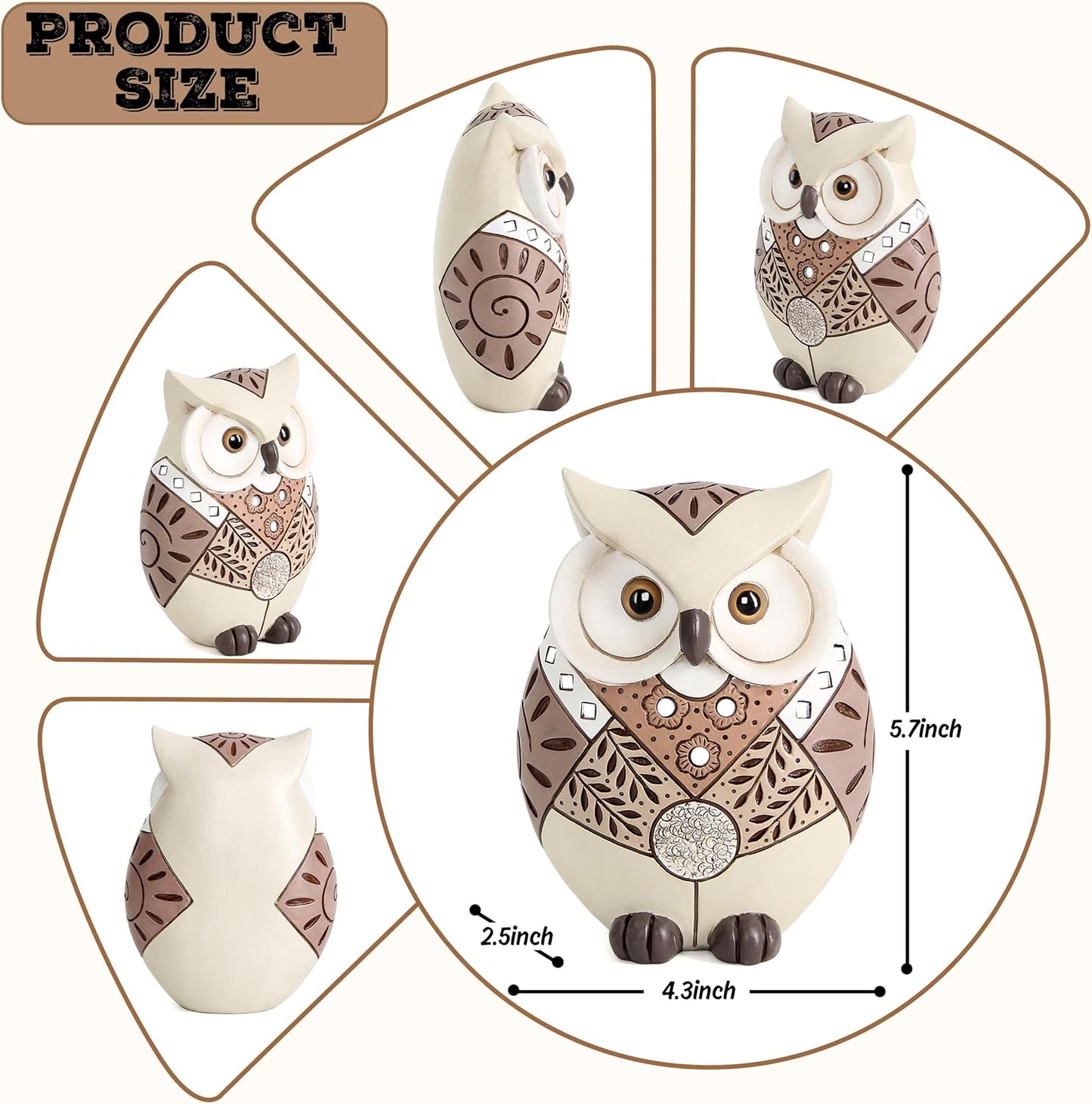 Animal Statues / Owl Statue Home Decor Accents / Beige