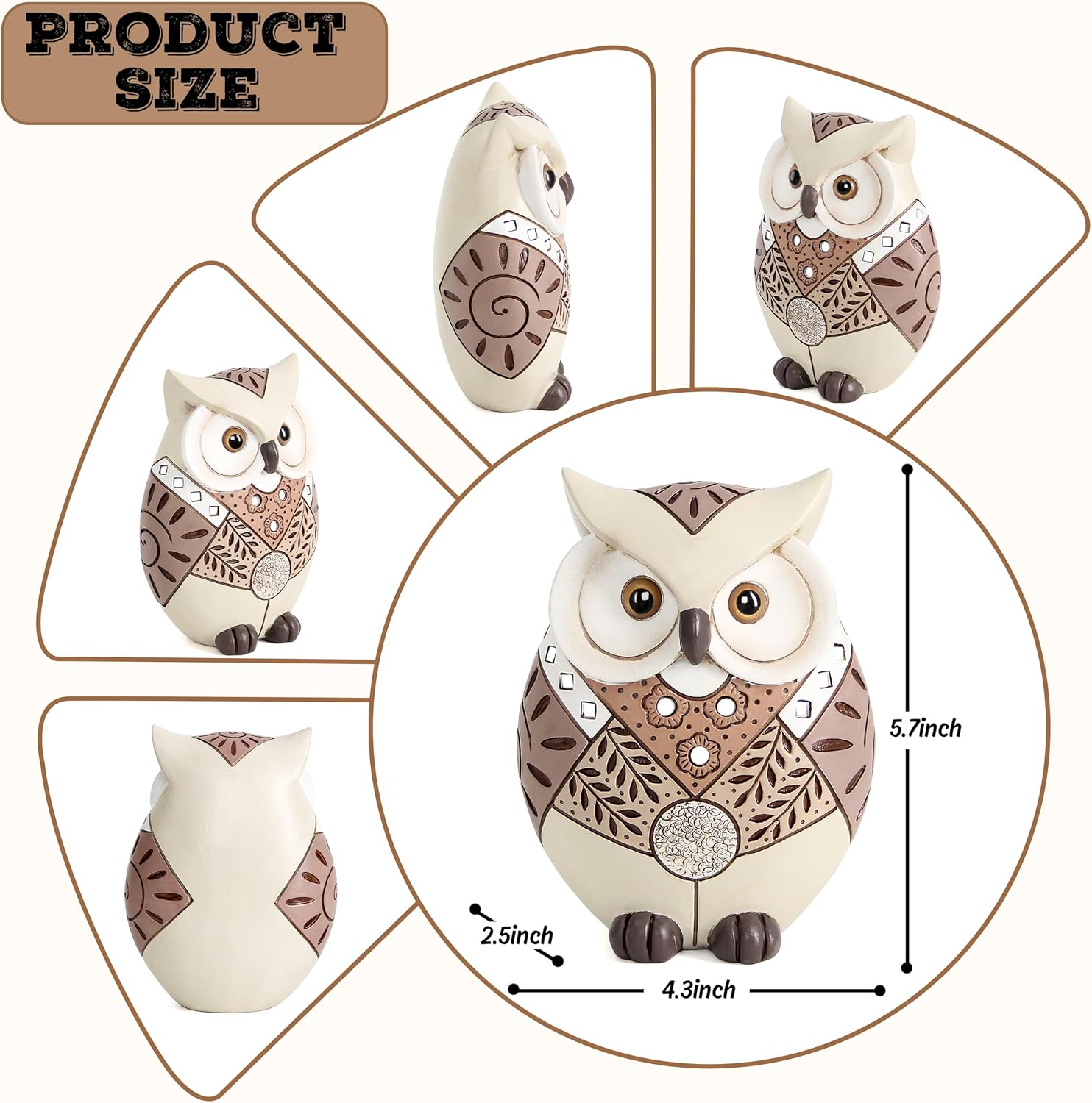 Animal Statues / Owl Statue Home Decor Accents / Beige
