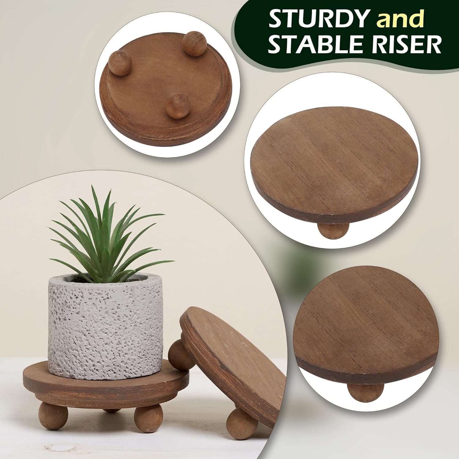 Small "Round Rustic Pedestal Display Stand / 5" Wood-round / 5 Inch / Set of 2
