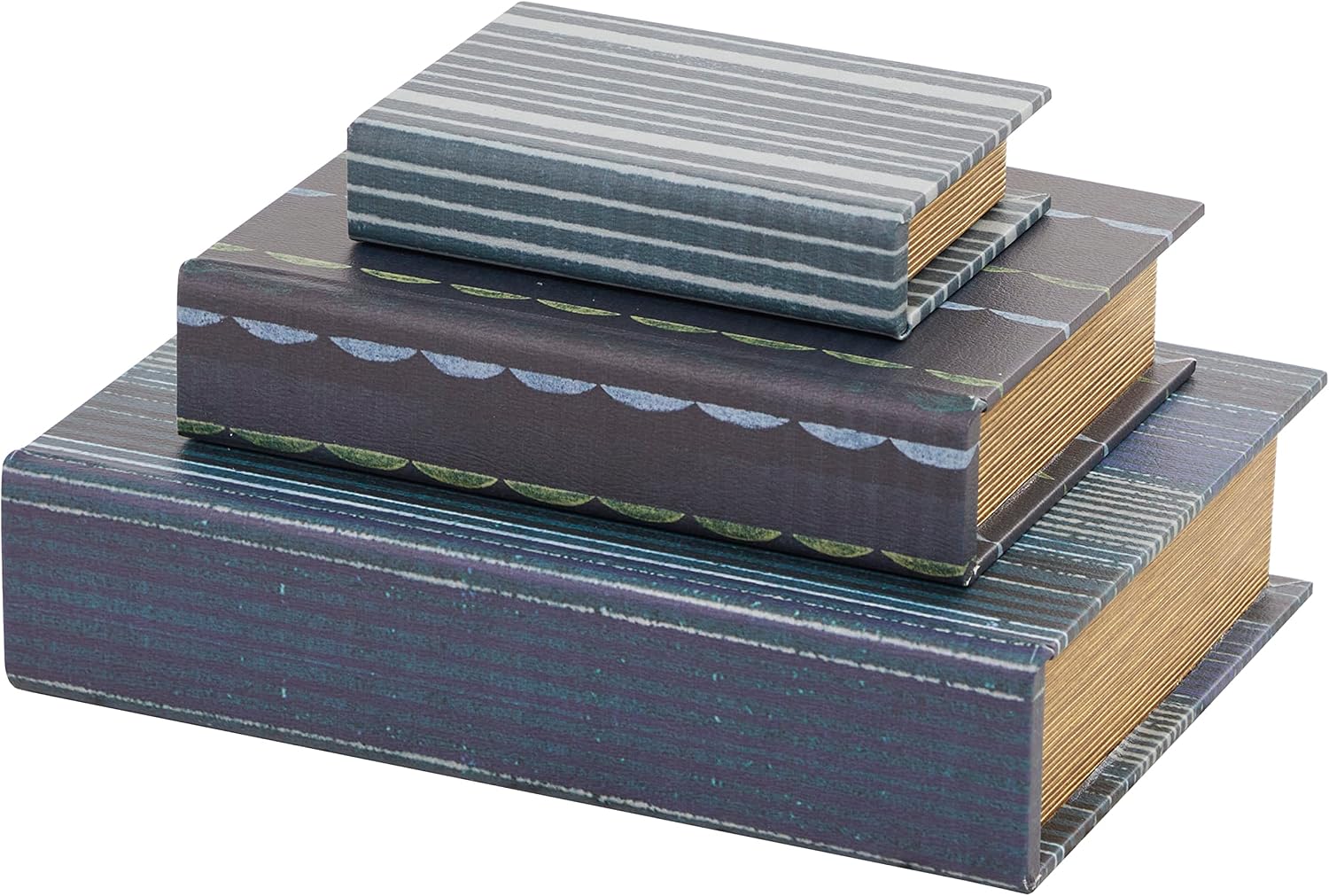 Faux Leather Decorative Box Faux Storage Book Book Shaped Boxes / Blue / 11.80", 9", 6"H / Set of 3