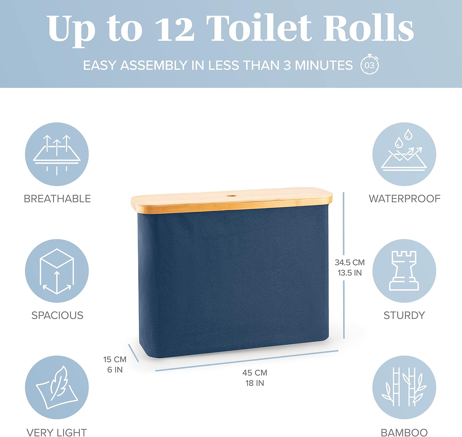LONBET Toilet Paper Storage for 12 Rolls, Stackable & Foldable - The Ultimate Bathroom Organizer - Waterproof Basket