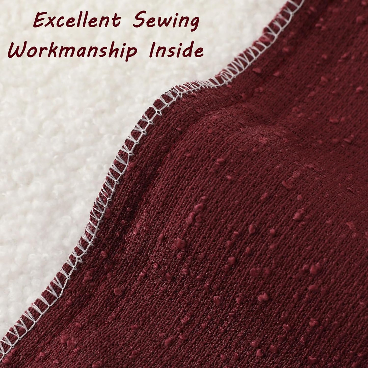Decorative Throw Pillow Covers Soft Solid Boucle Textured Cushion / Burgundy / 18 x 18 / Set of 2
