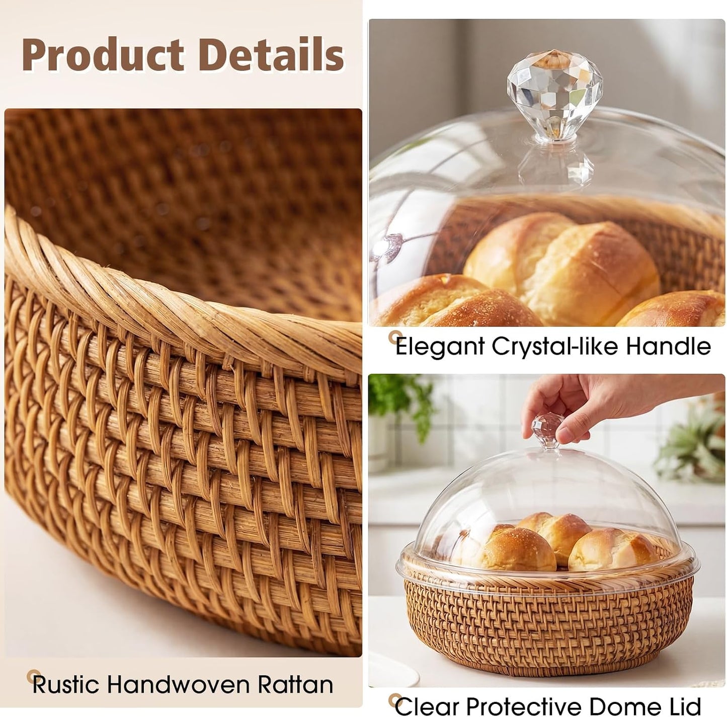 Rattan Bread Baskets / Natural / Set of 2