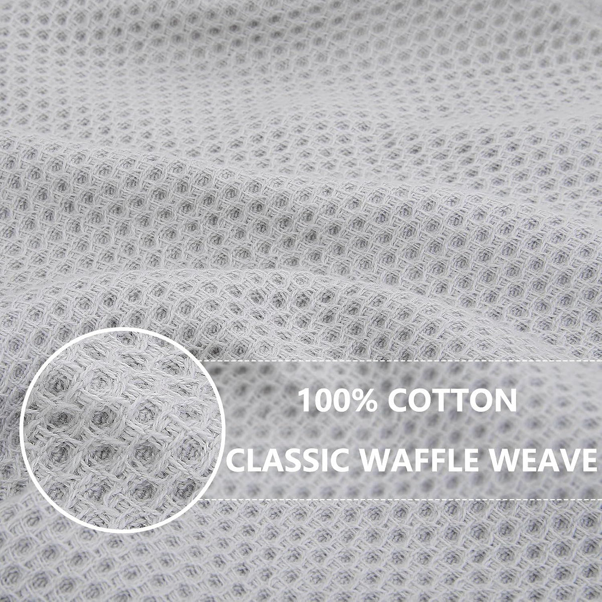Homaxy 100% Cotton Oversized Waffle Weave Kitchen Towels 8-Pack, Light Gray | 20 x 28 Inches, Ultra Soft Absorbent Dish