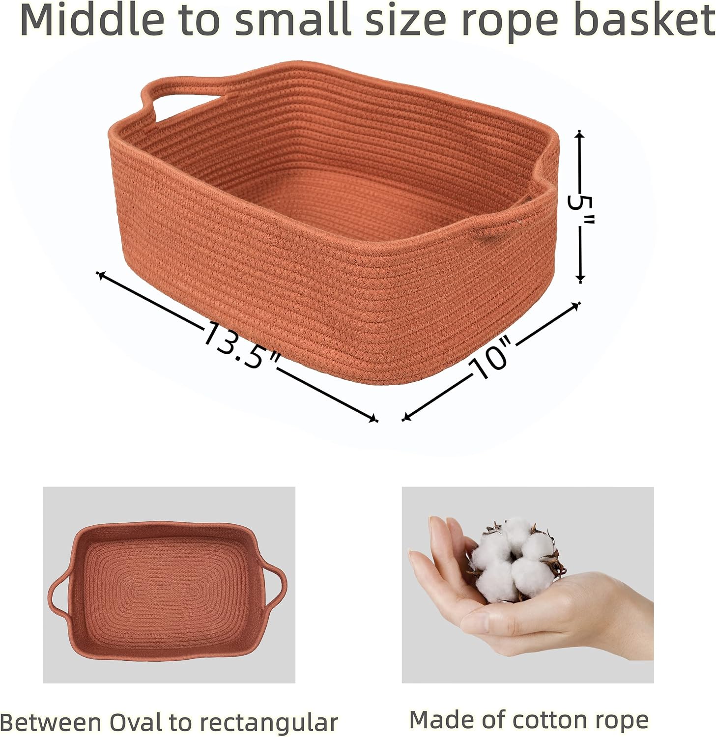Woven Cotton Rope Storage Basket / Rust