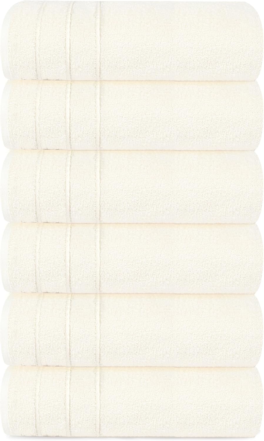 6 Piece Hand Towels Set 16 x 28 Inches, Cream | 100% Cotton, Lighter Weight, Quick to Dry, 16 x 28 Inches, Super Soft &