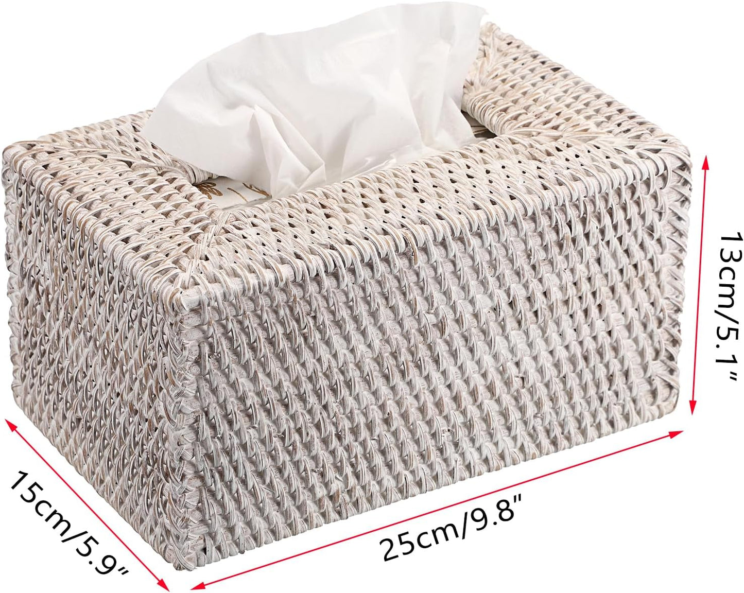 Wicker Decorative Tissue Holder / Large / Whitewash