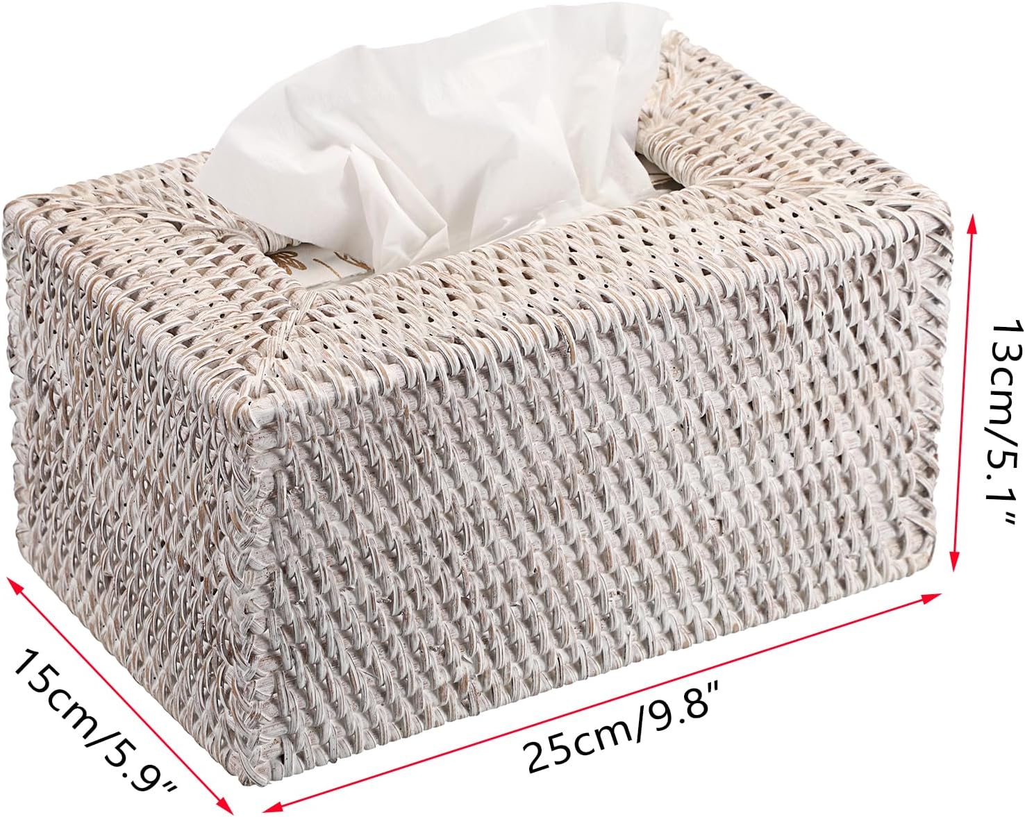 Wicker Decorative Tissue Holder / Large / Whitewash