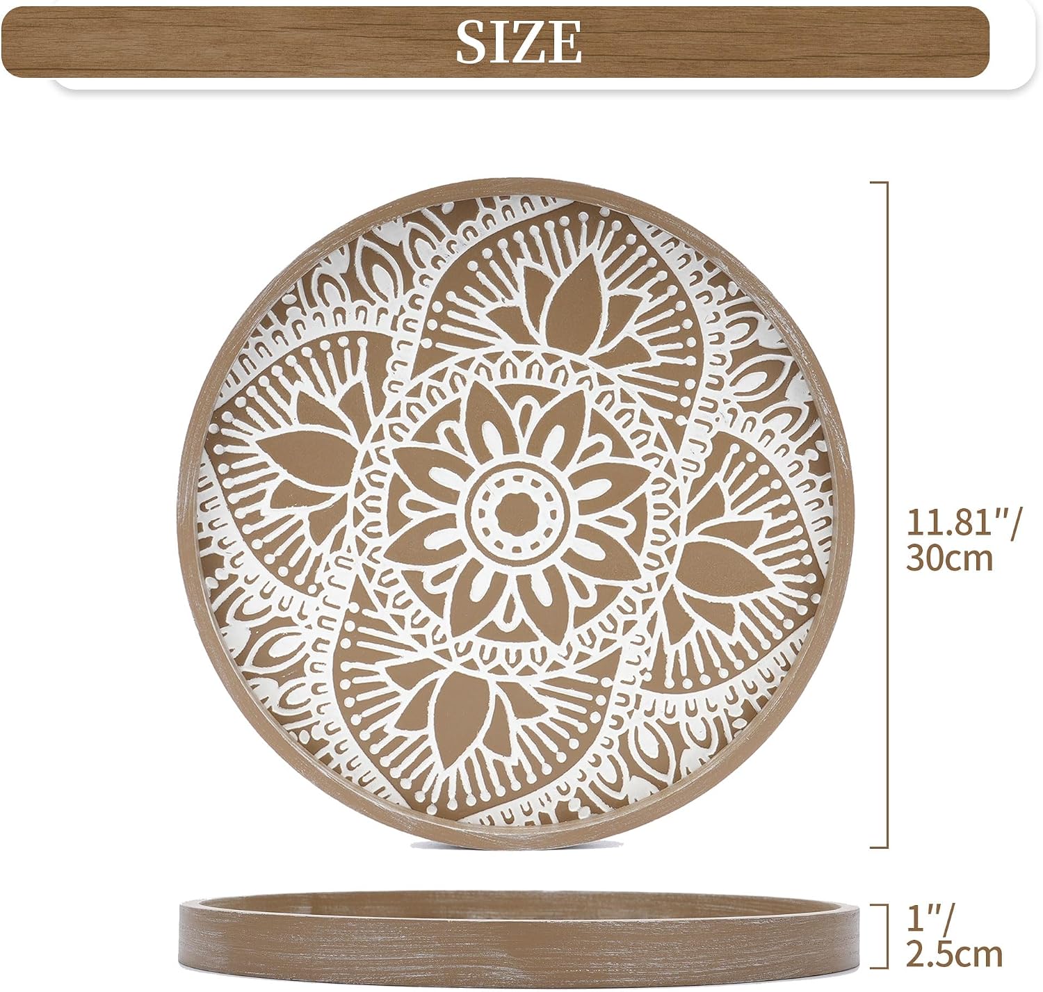 Boho Coffee Table Trays / 11.8 / Lotus Brown