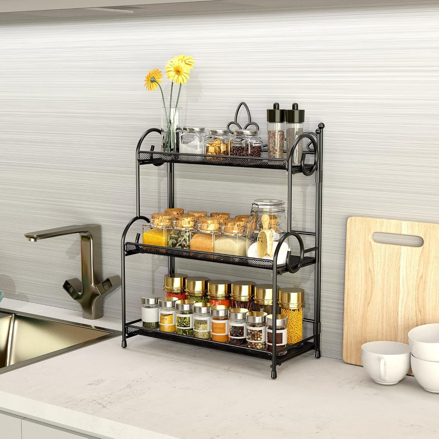 YIUKEA Bathroom Organizer Countertop - 3 Tier Spice Rack Organizer, Counter Organization and Storage for Bathroom