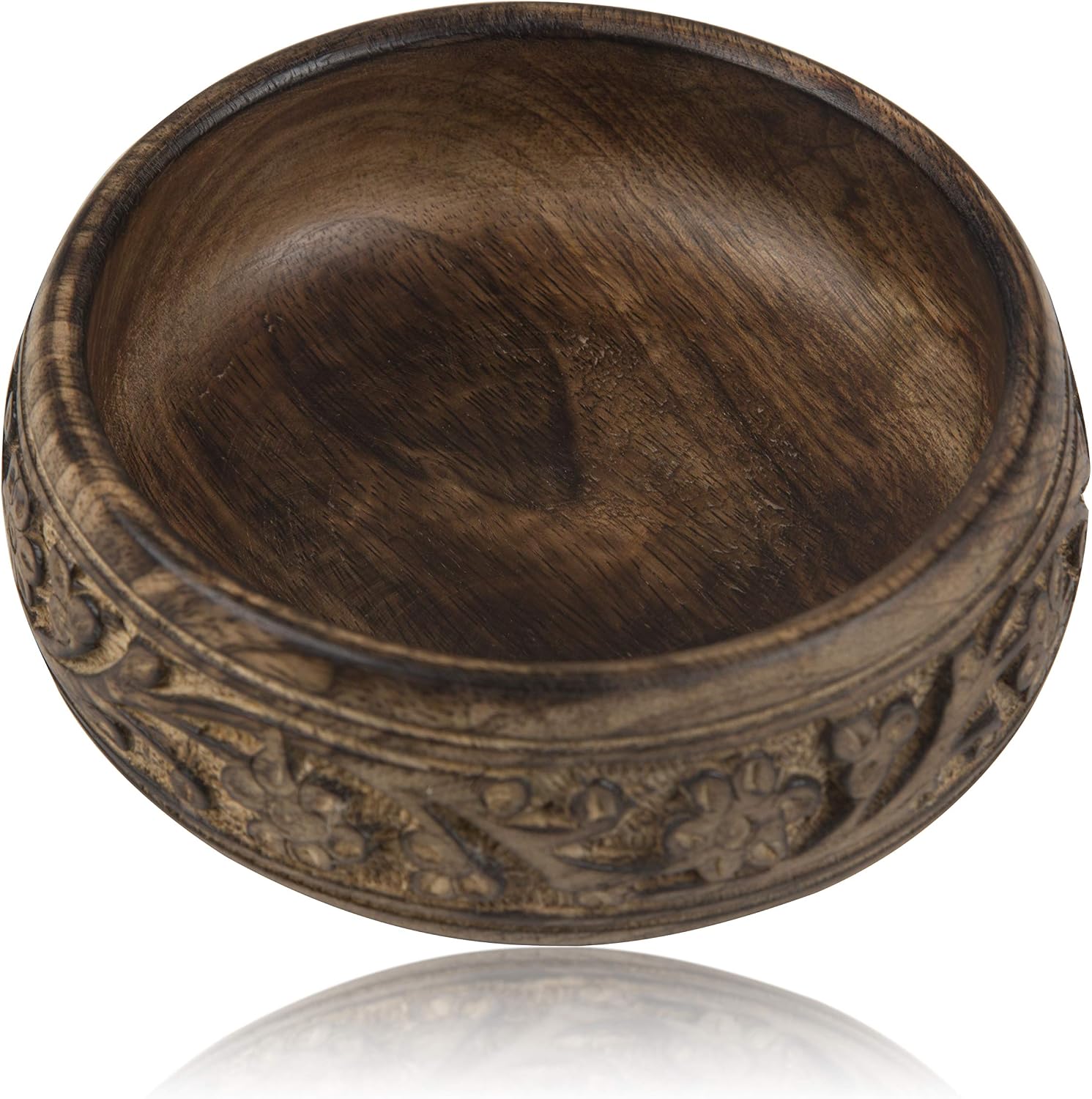Handmade " Decorative Mango Wood Snack Serving Bowl For Dry Fruits Chips / Antique Finish / 6 x 2