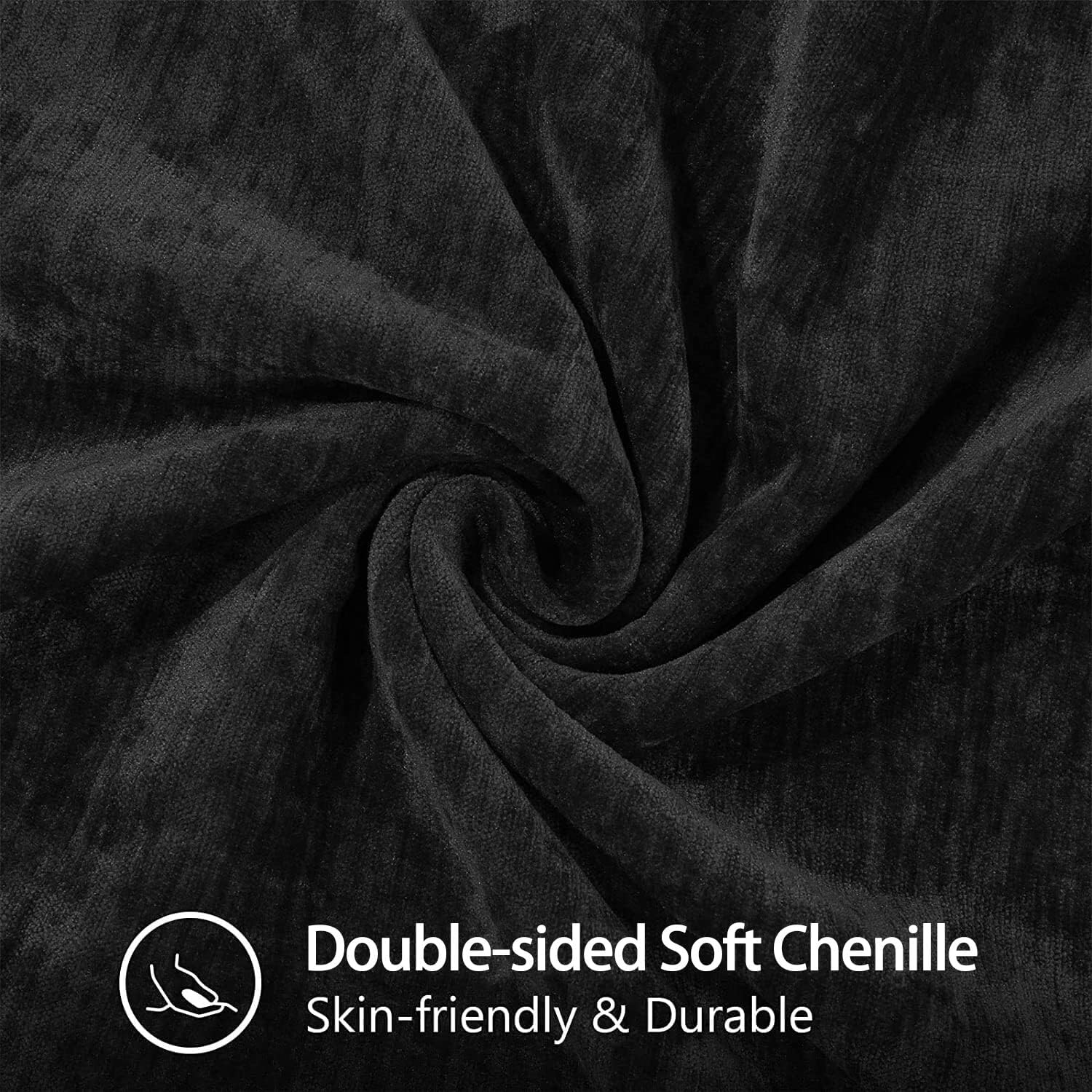 Fall Chenille Soft Throw Pillow Covers / Black / 20 x 20 / Set of 2