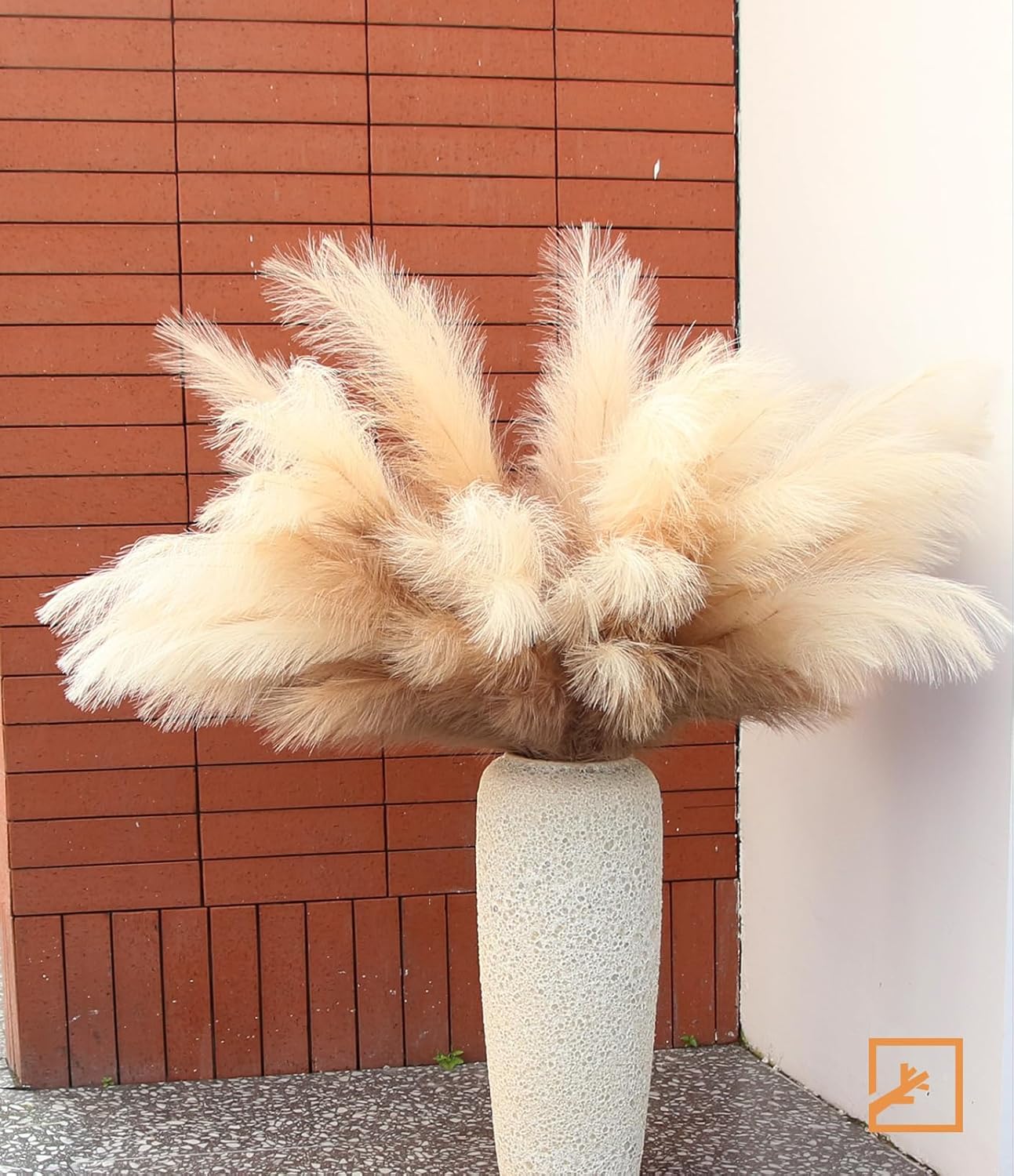 38"/ Faux Pampas Grass Large Tall Fluffy / Beige & Coffee & Brown / 38in / 3.1 Inch / Set of 7