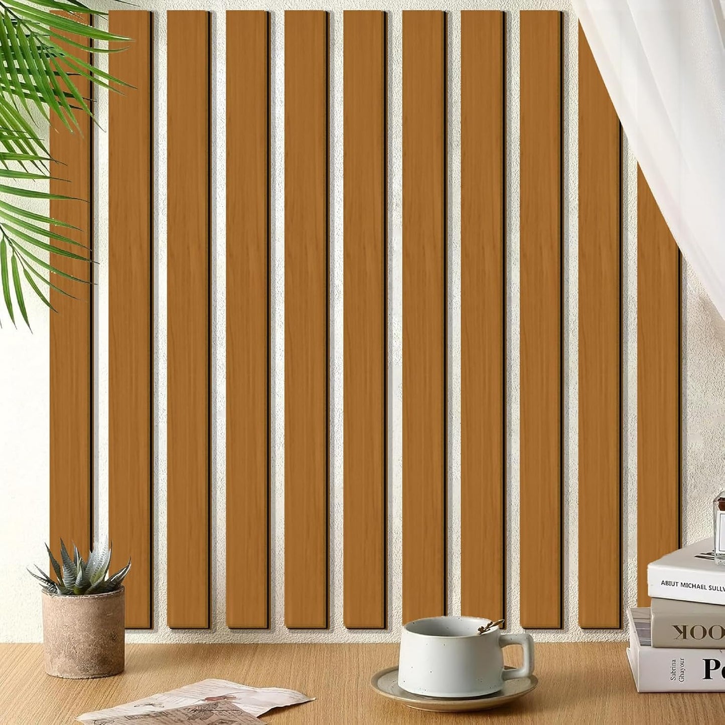 Large Rustic Wooden Wall Decor Striped Art Decoration Geometric Line Art / Wooden Brown / Set of 14