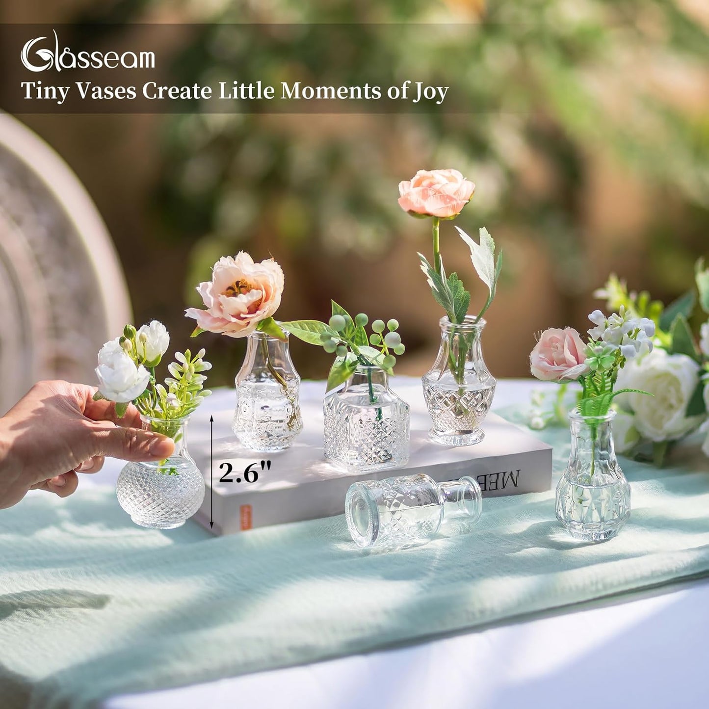 2.7" Mini Glass Vase Set for Flowers Decor Wedding Party Baby Shower / Clear / Set of 20