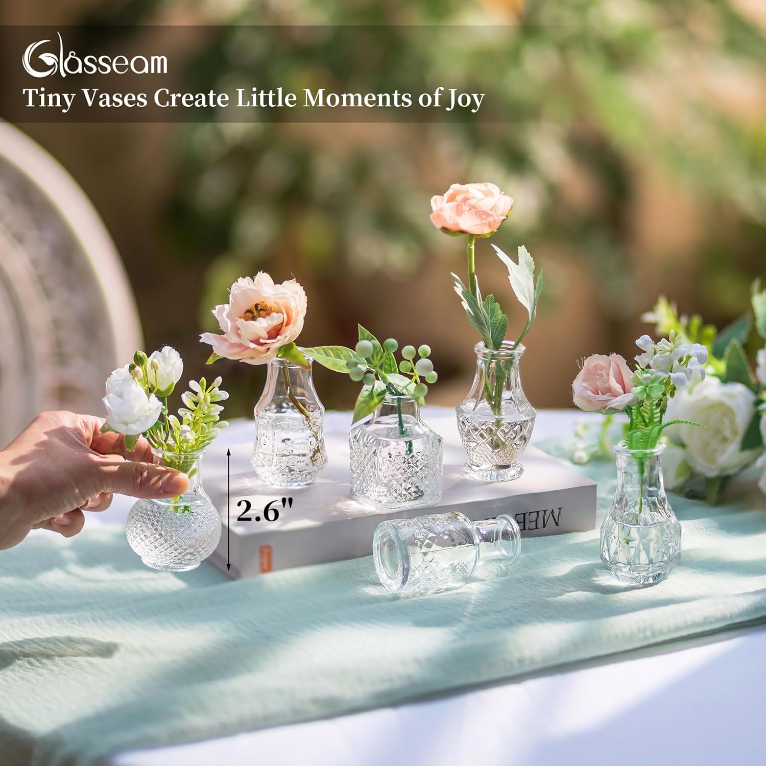 2.7" Mini Glass Vase Set for Flowers Decor Wedding Party Baby Shower / Clear / Set of 20